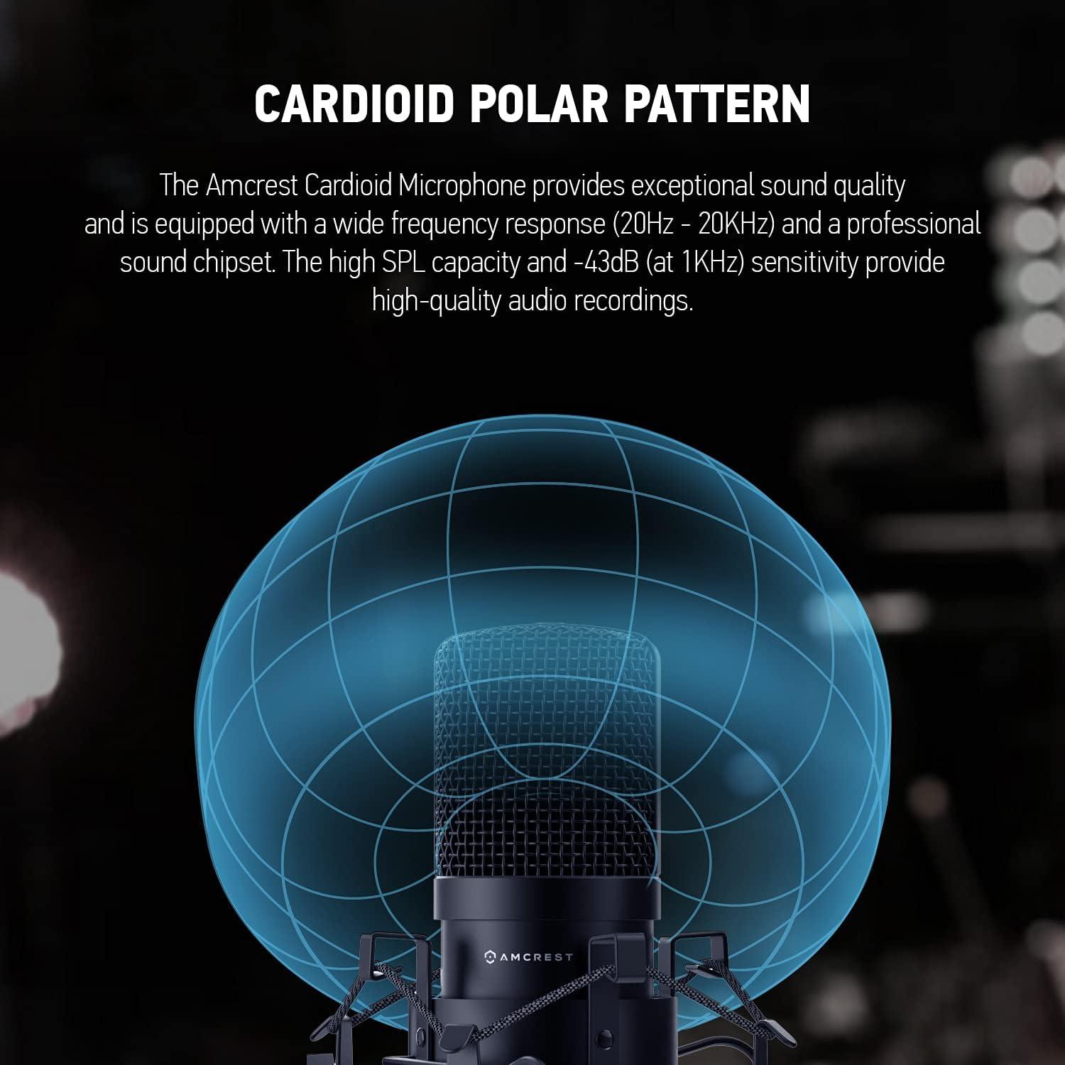 Micrófono USB Amcrest AM430-PS para Podcast y Streaming