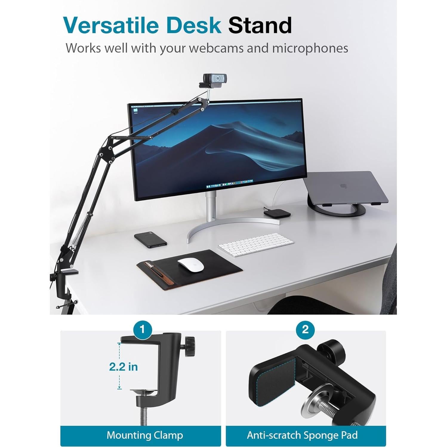 Soporte para Webcam InnoGear WS065, Brazo Ajustable 1.8 kg