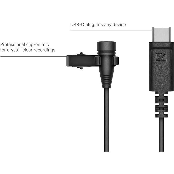 Micrófono Lavalier Sennheiser XS Lav USB-C 2m Negro