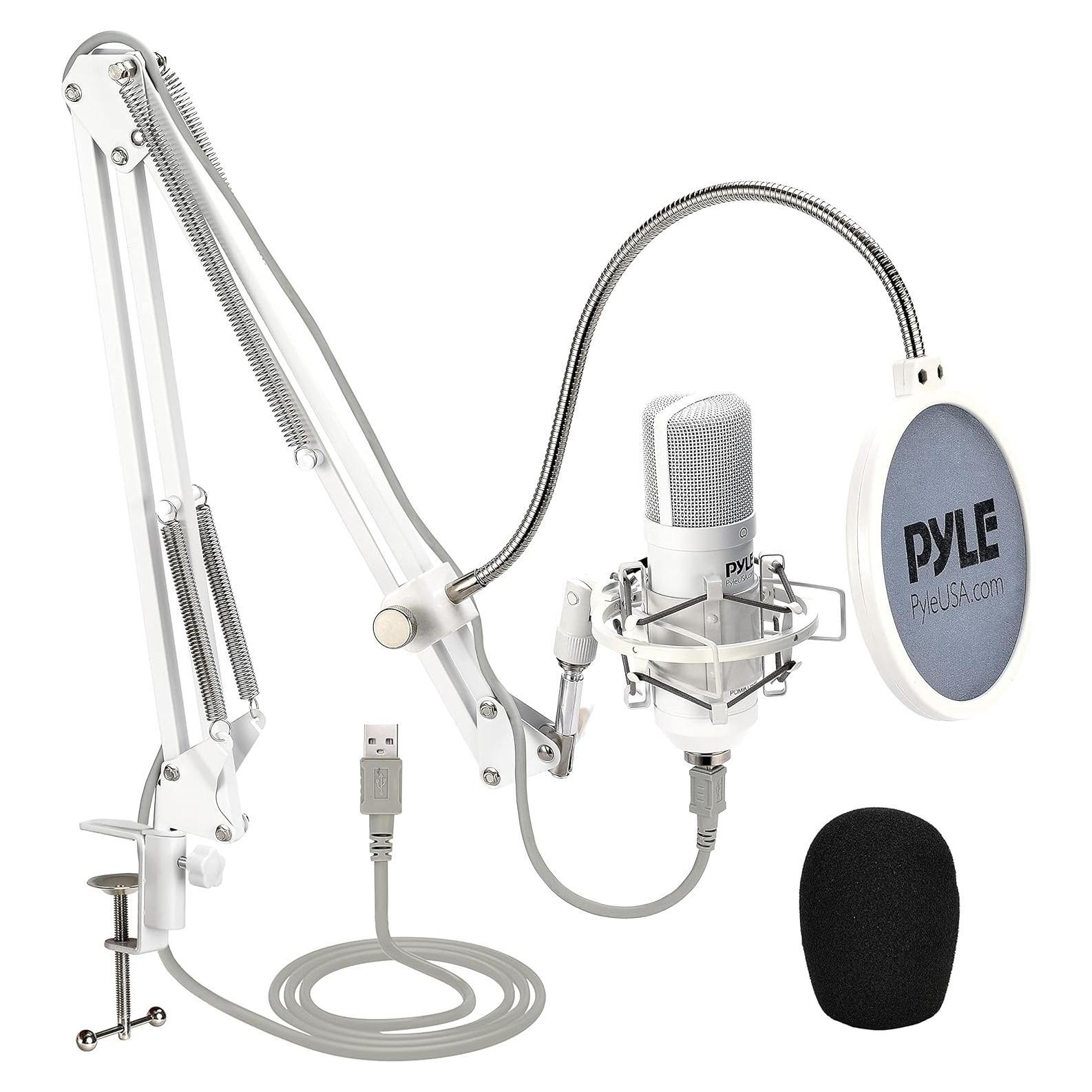 Kit Micrófono USB Pyle PDMIKT145WT Cardioide con Soporte