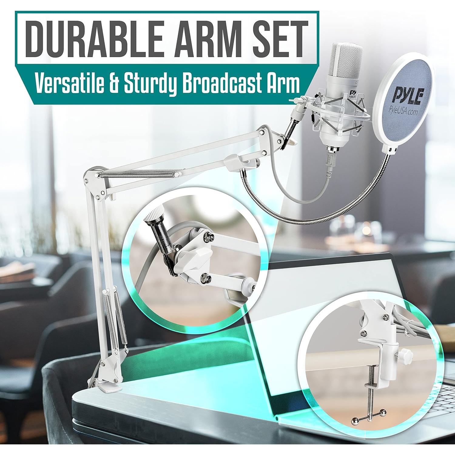 Kit Micrófono USB Pyle PDMIKT145WT Cardioide con Soporte