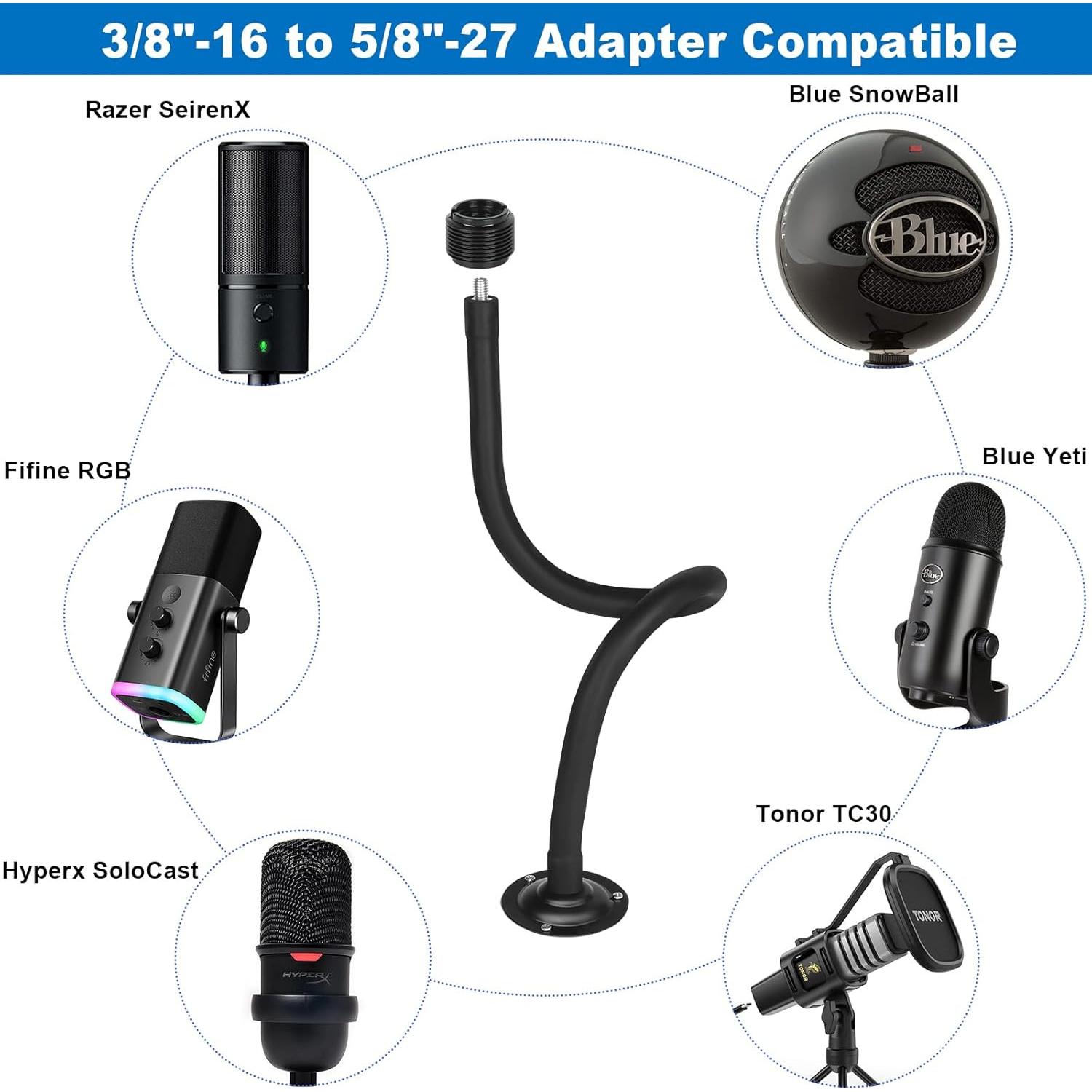 Soporte de Micrófono Flexible 60 cm con Base de Metal MK0107