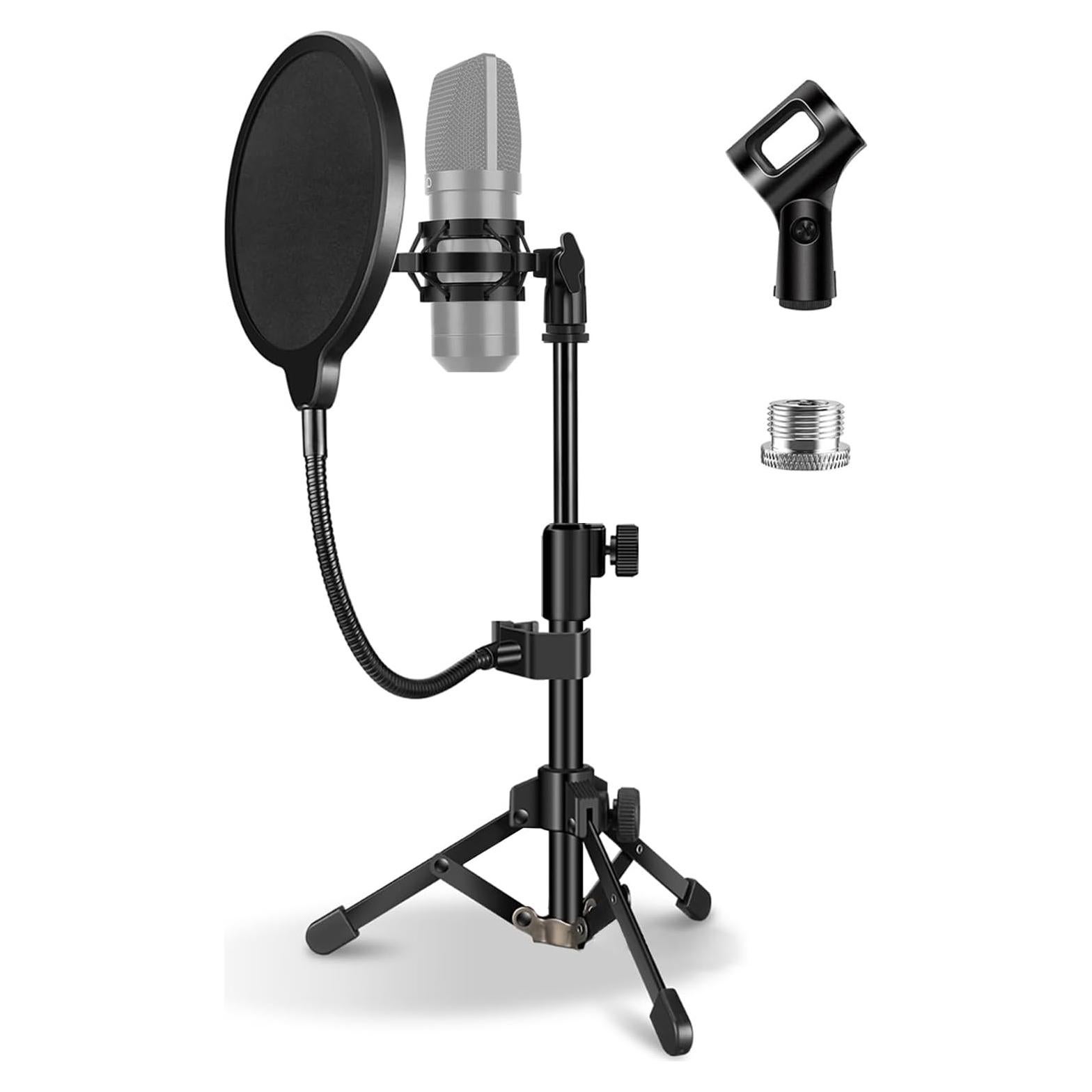 Soporte de Micrófono de Escritorio JCWINY Ajustable con Filtro Antipop