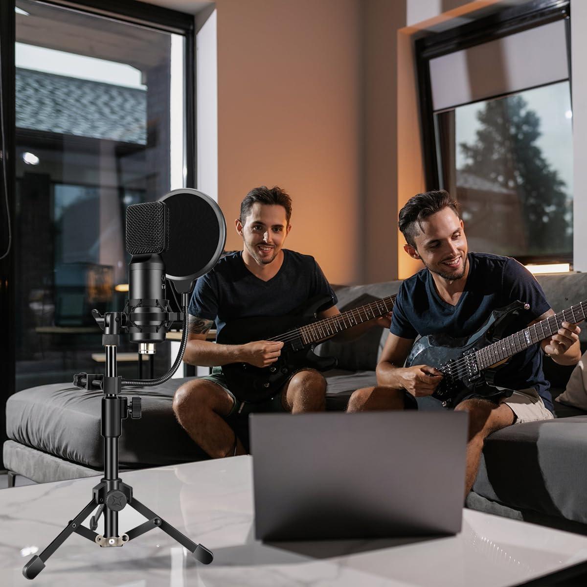 Soporte de Micrófono de Escritorio JCWINY Ajustable con Filtro Antipop