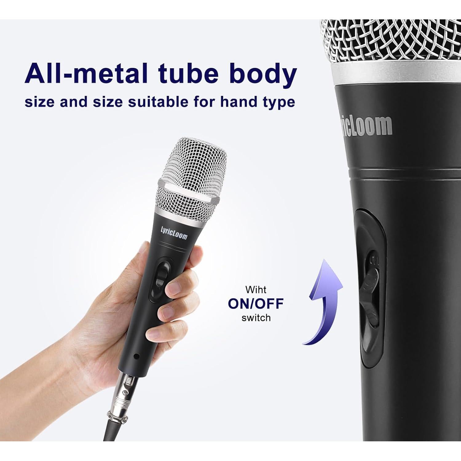 Micrófono Dinámico con Cable LyricLoom DM-11 5m Plata