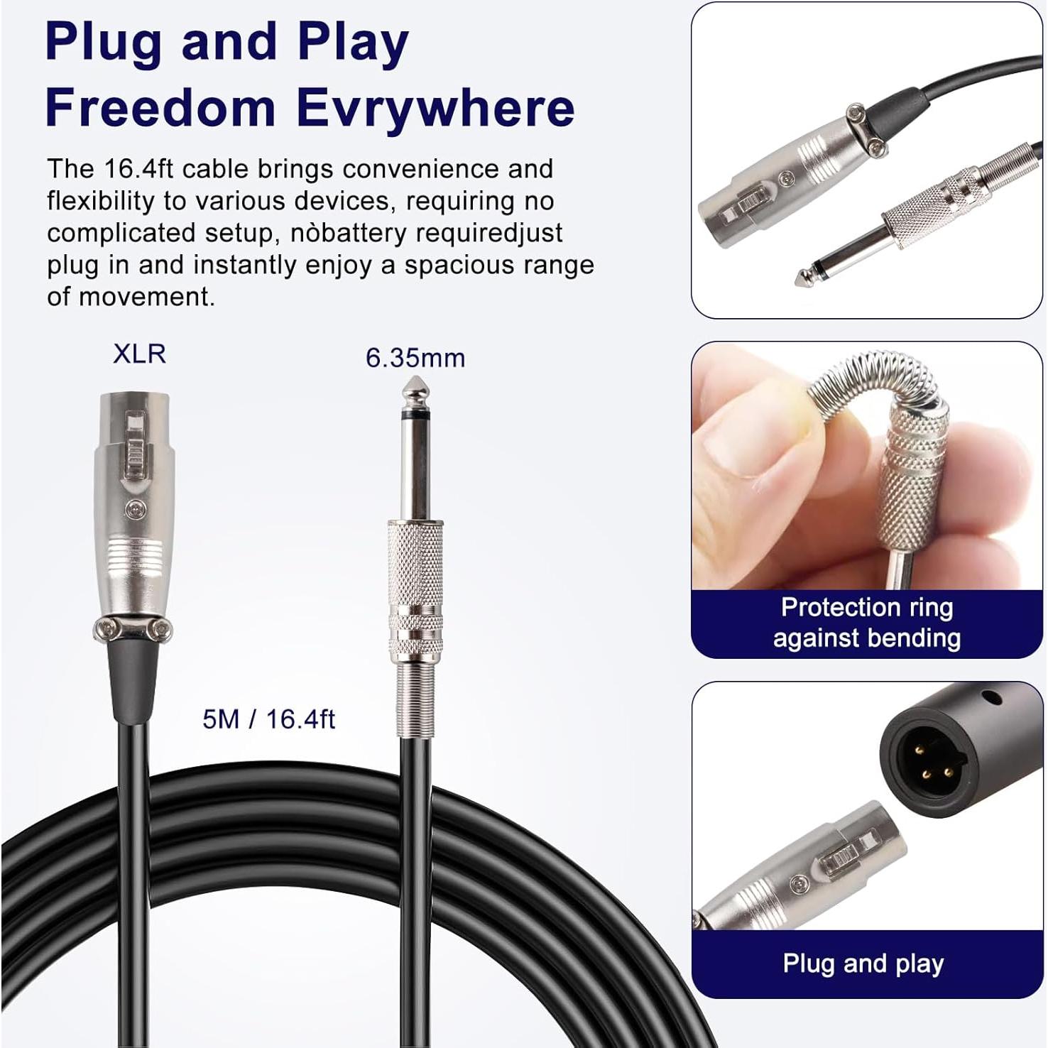 Micrófono Dinámico con Cable LyricLoom DM-11 5m Plata