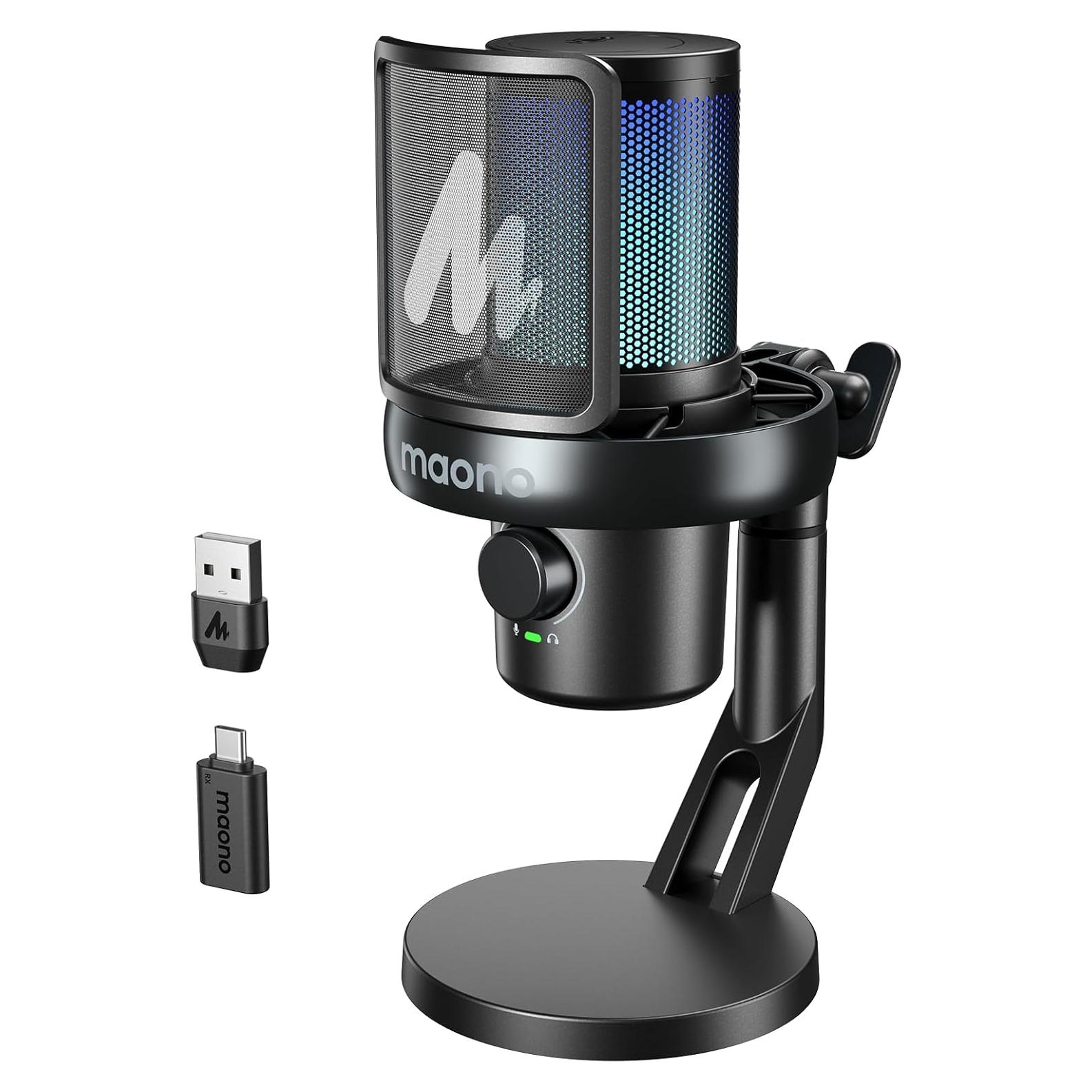 Micrófono Inalámbrico USB MAONO DM40 Pro Negro con AI