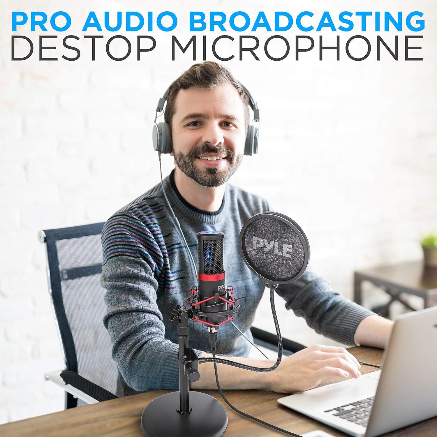 Micrófono USB Pyle PDMIKT200 Condensador Cardioide con Soporte