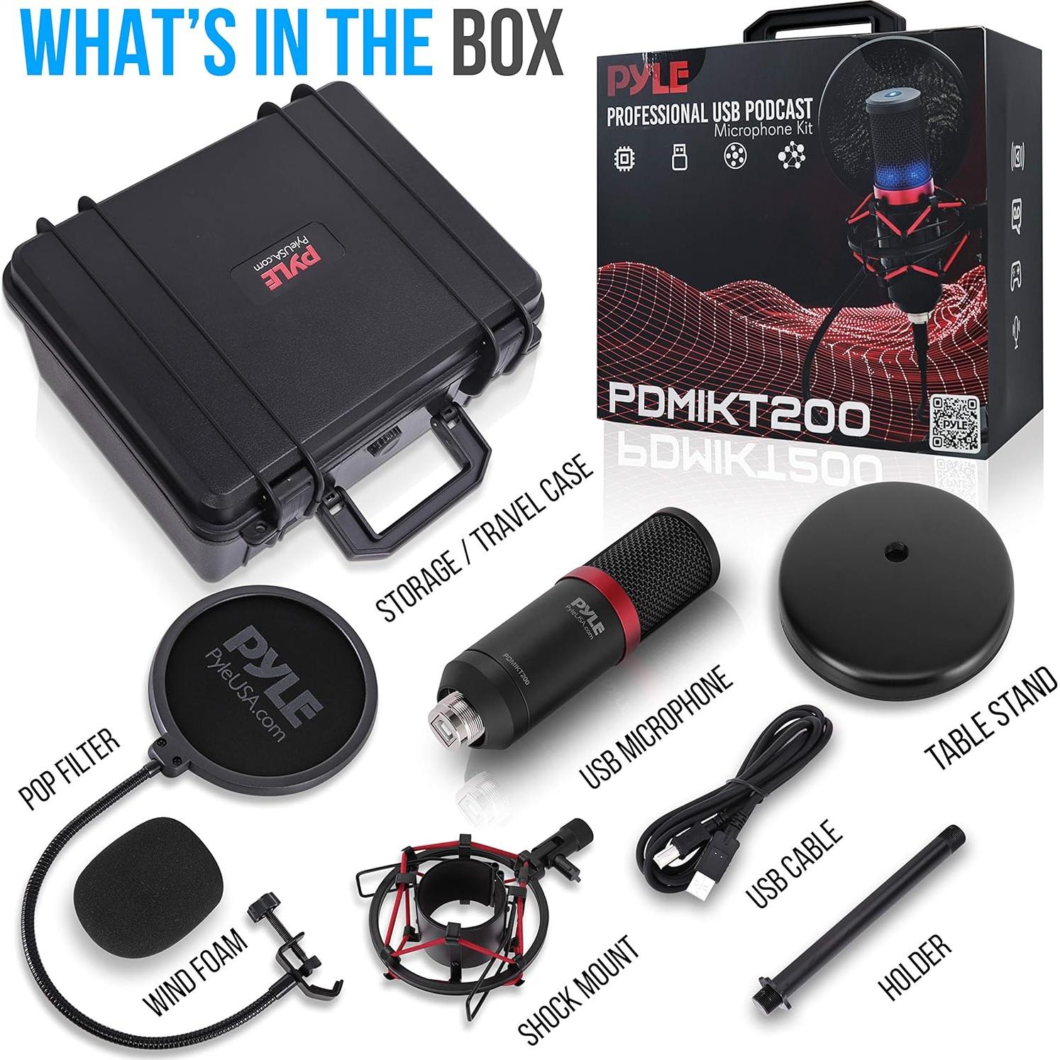 Micrófono USB Pyle PDMIKT200 Condensador Cardioide con Soporte