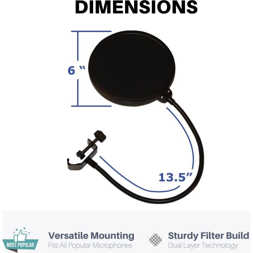 Filtro Pop Antiviento para Micrófono de Estudio 15.2 cm
