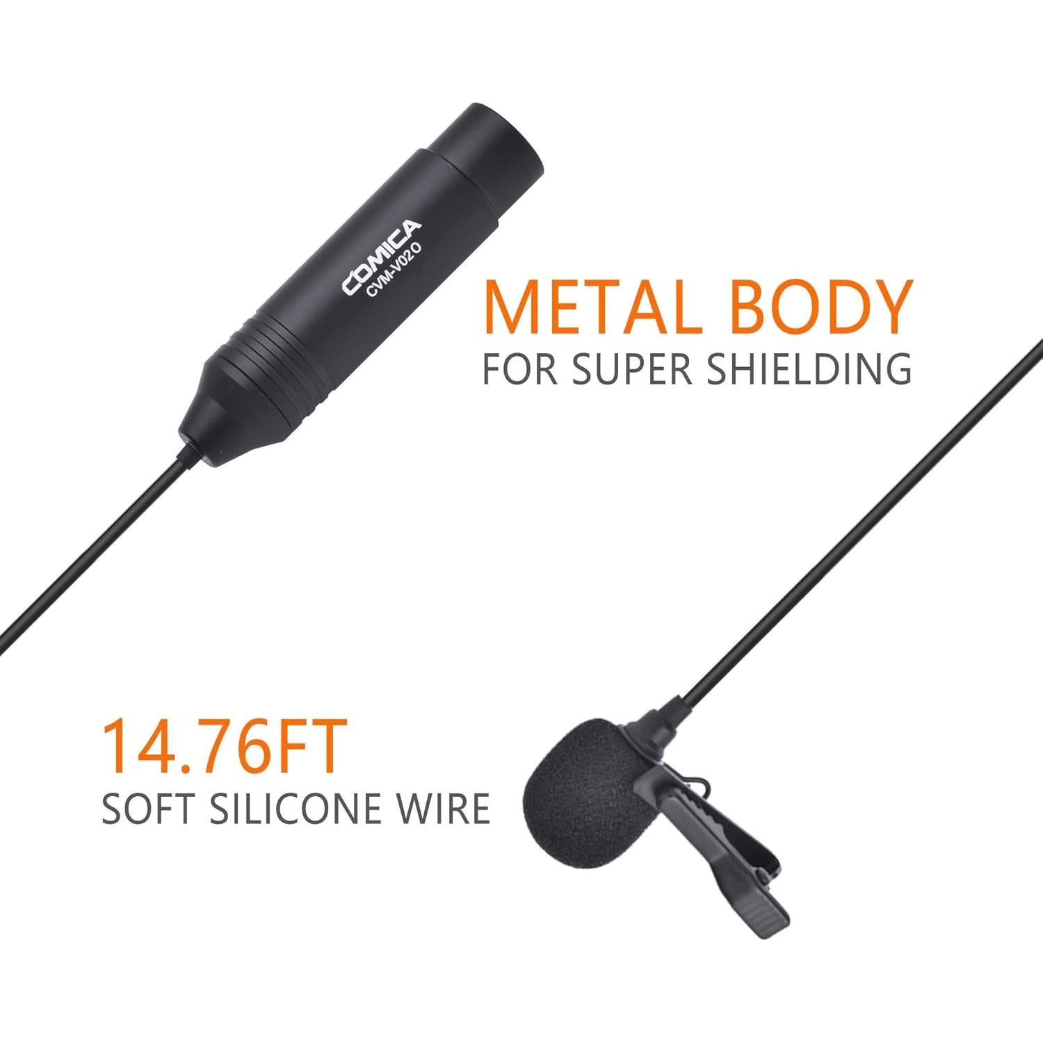 Micrófono Lavalier XLR COMICA CVM-V02O 4.5m Omnidireccional