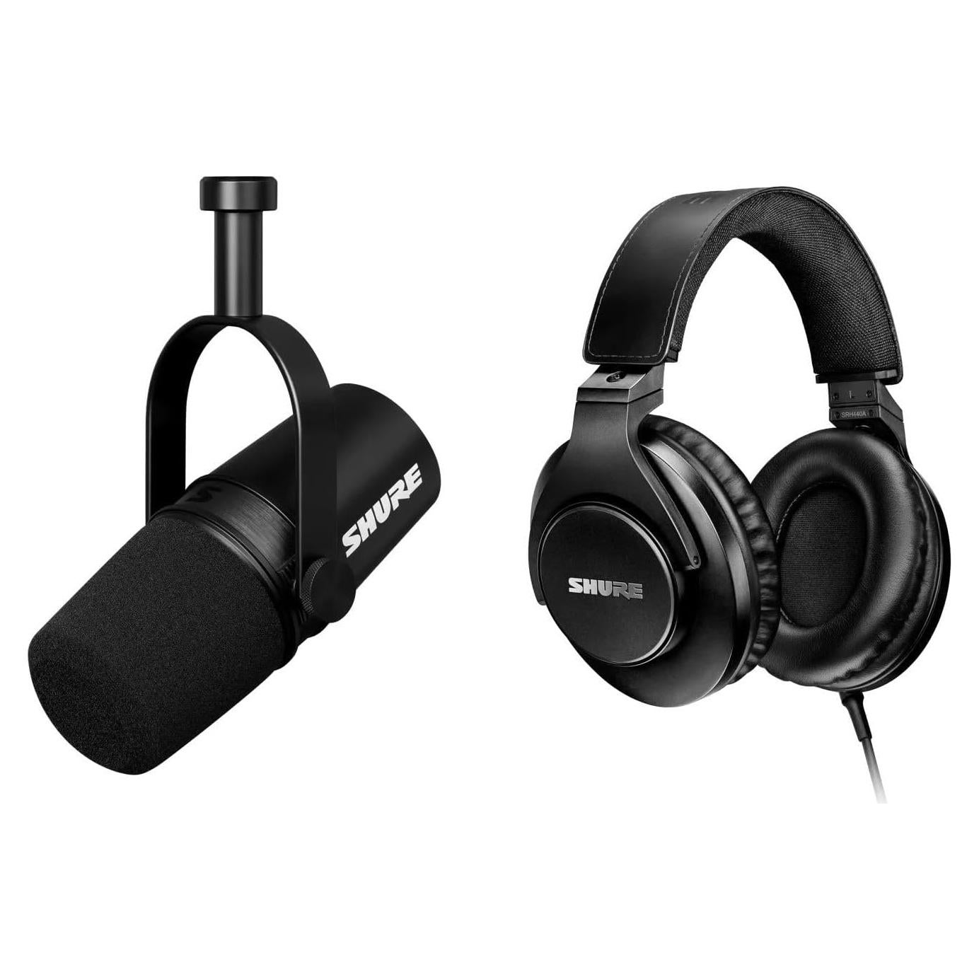 Micrófono XLR Shure MV7X + Auriculares SRH440A Monitoreo