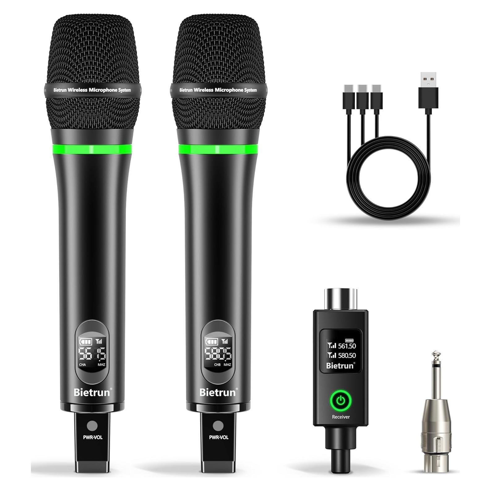 Micrófono Inalámbrico Bietrun WXM19-2 Recargable UHF 75m