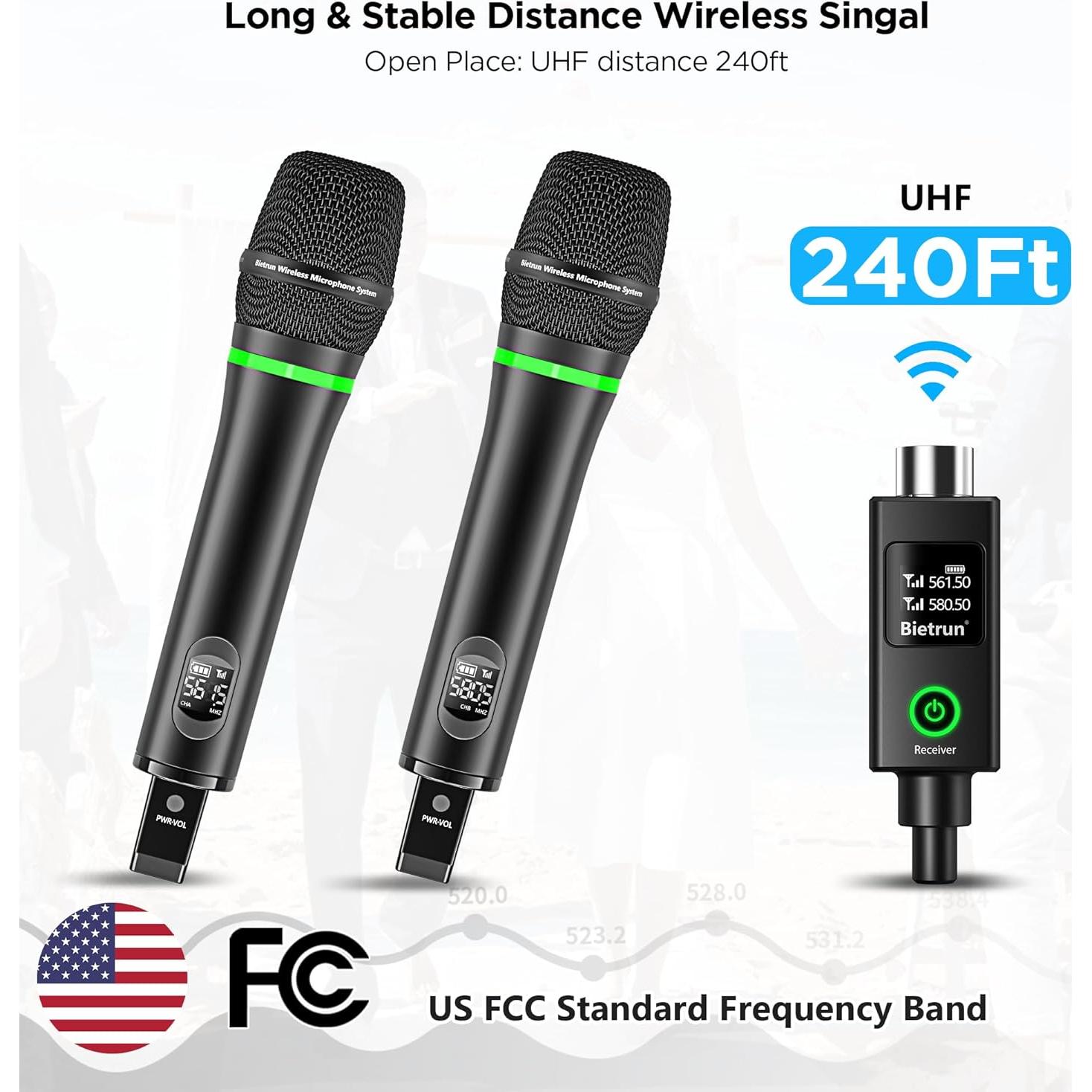 Micrófono Inalámbrico Bietrun WXM19-2 Recargable UHF 75m