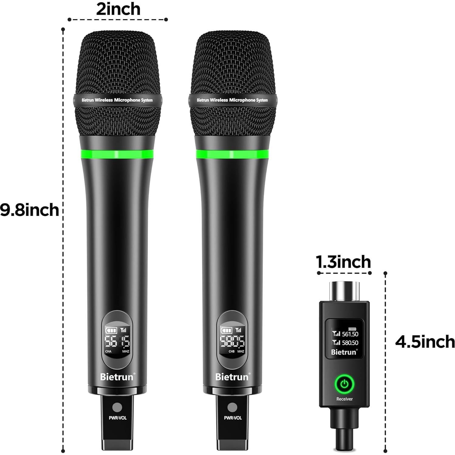 Micrófono Inalámbrico Bietrun WXM19-2 Recargable UHF 75m