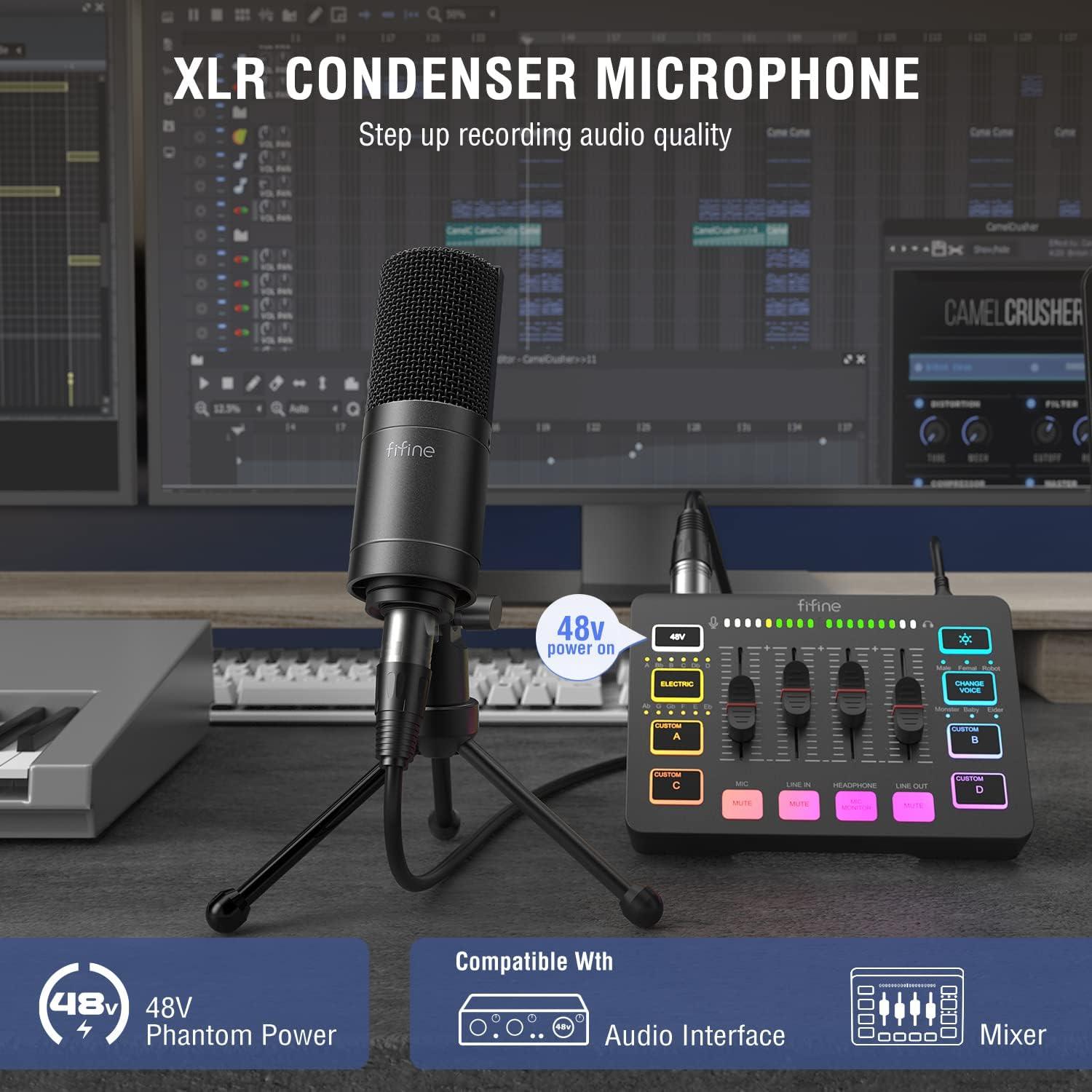 Micrófono XLR FIFINE K669C Cardioide para Podcast y Streaming