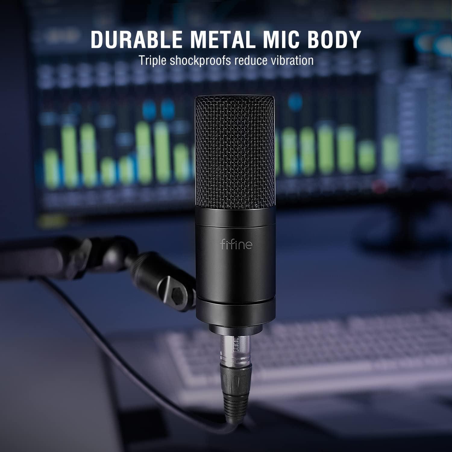 Micrófono XLR FIFINE K669C Cardioide para Podcast y Streaming