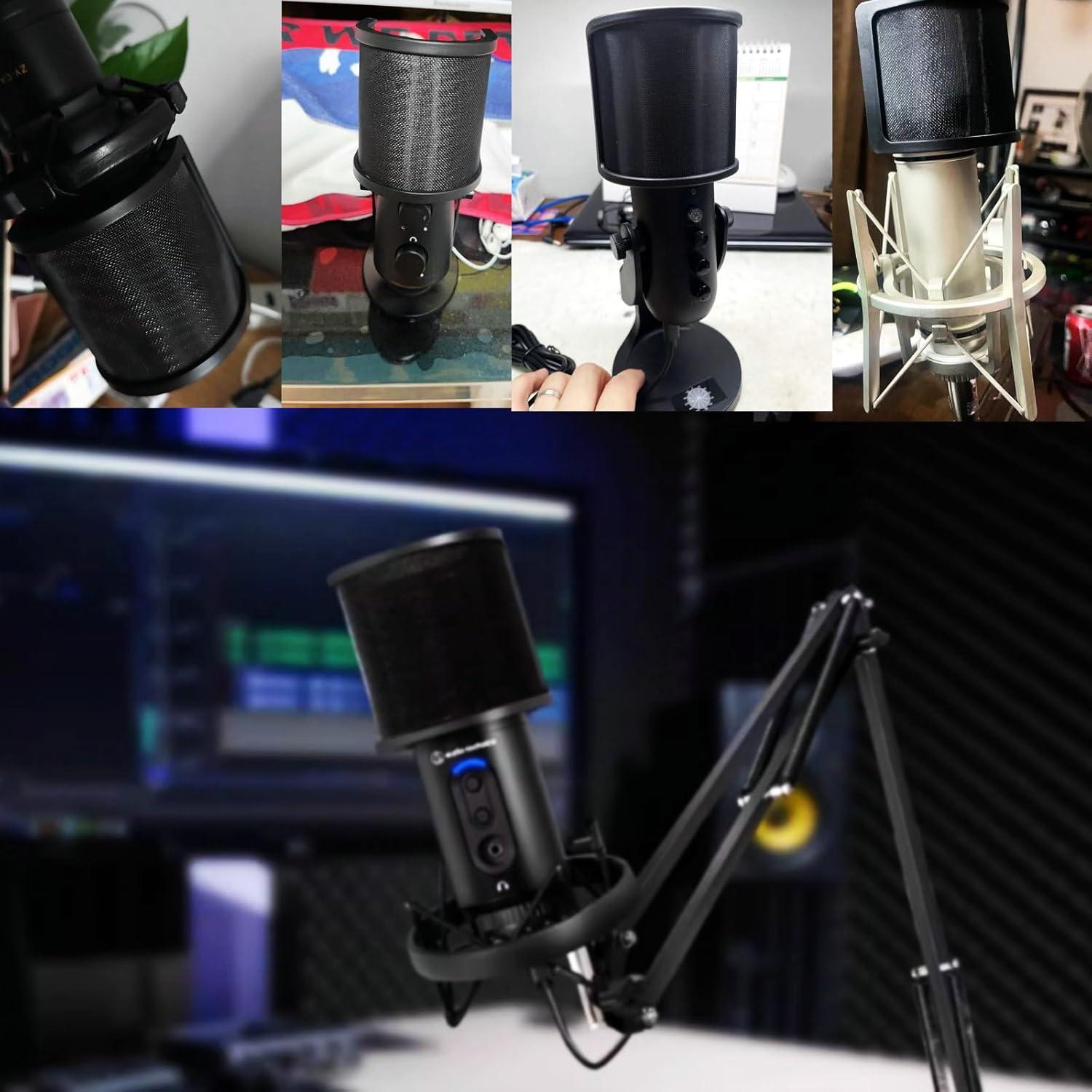 Filtro Pop para Micrófono AT2020, Malla Metálica, Negro