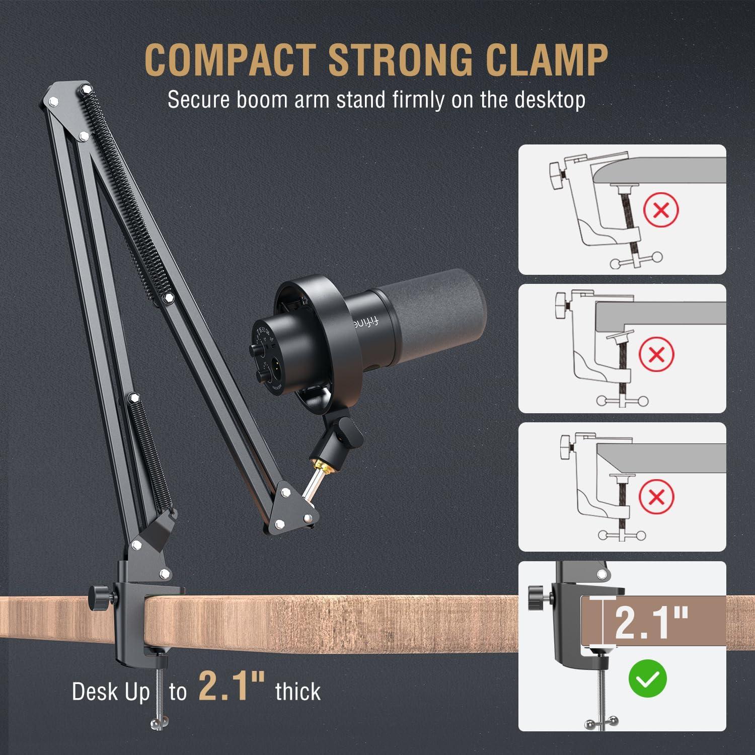 FIFINE Dynamic Microphone and Suspension Scissor Mic Stand Kit, XLR/USB Podcast PC Mic with Mute, Volume Control for Recording, Boom Arm Stand Set with Heavy Duty Clamp for Voice-Over (K688+CS1)