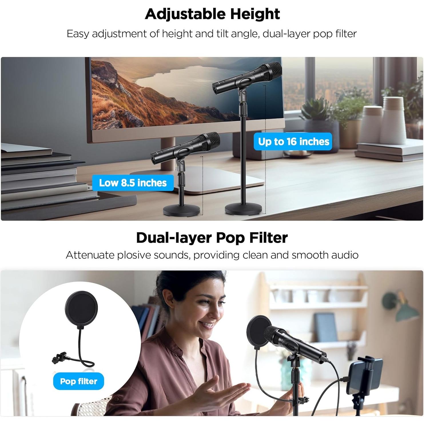 Micrófono Dinámico Profesional USB/XLR BietrunPro para Estudio