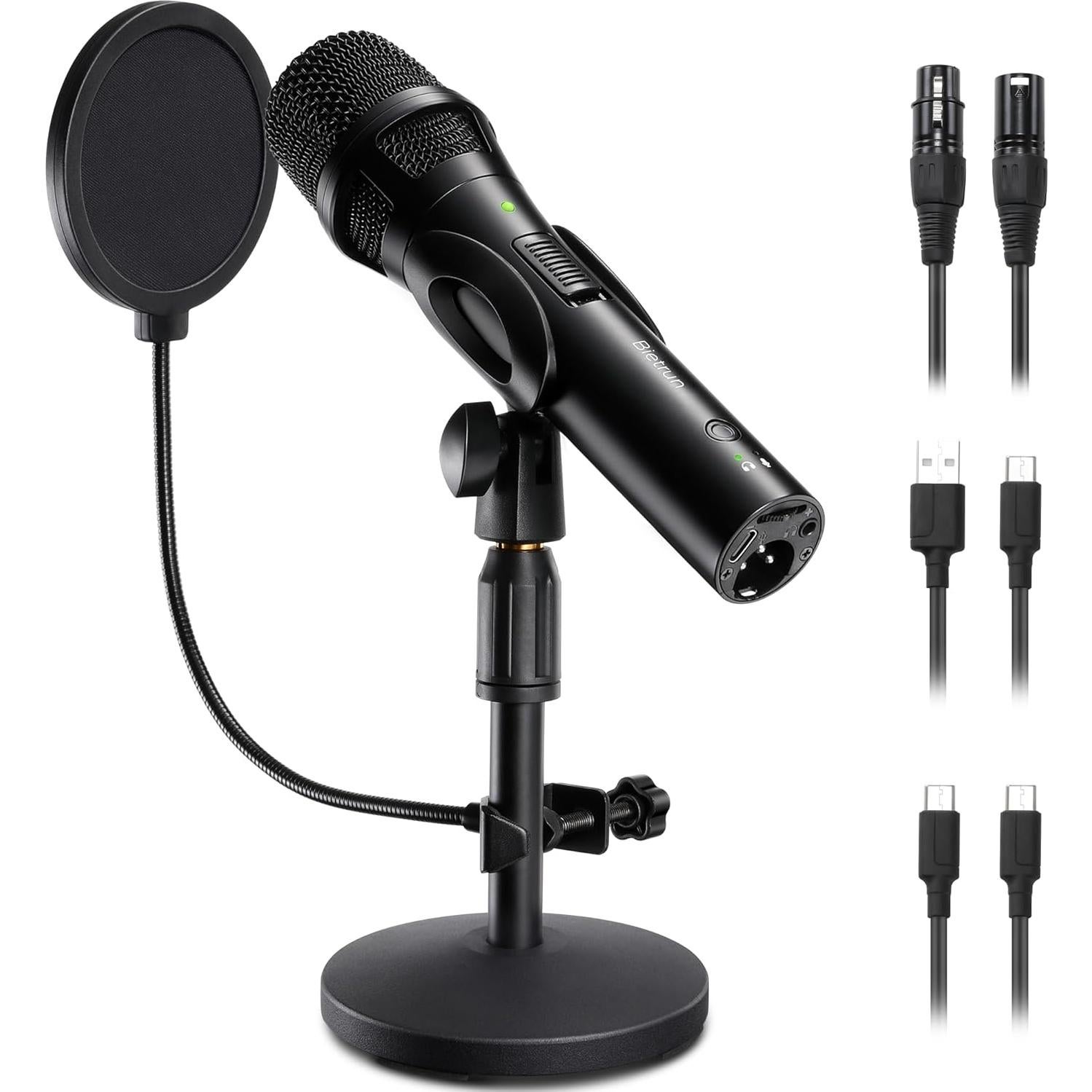 Micrófono Dinámico Profesional USB/XLR BietrunPro para Estudio
