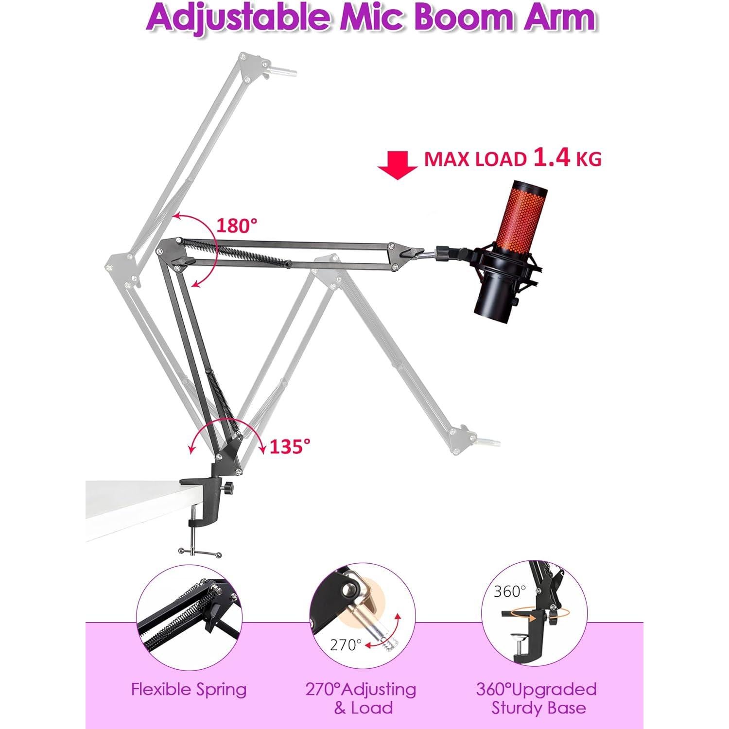 Brazo de Micrófono HyperX Quadcast Ajustable con Fundas de Cable