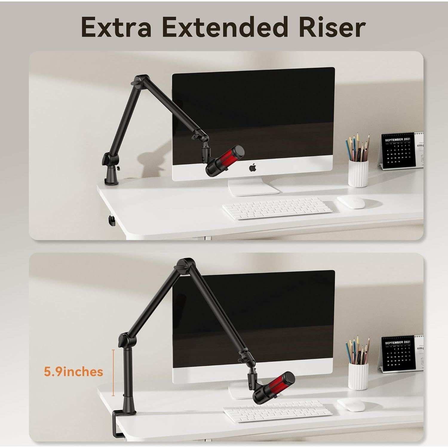 Soporte de Brazo de Micrófono CMTECK con Elevador 15cm