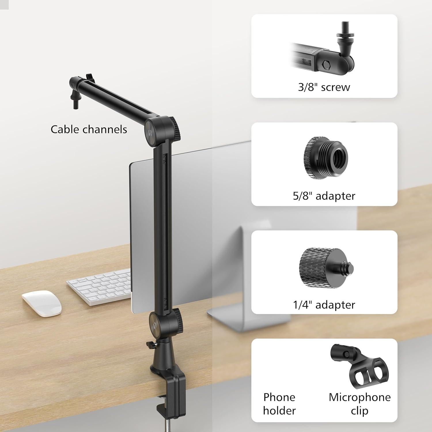 Soporte de Brazo de Micrófono CMTECK con Elevador 15cm