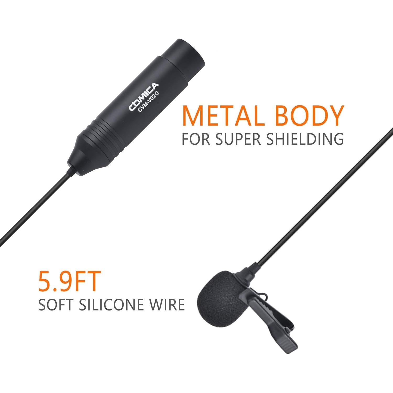 Micrófono Lavalier Comica CVM-V02O Omnidireccional 1.8m