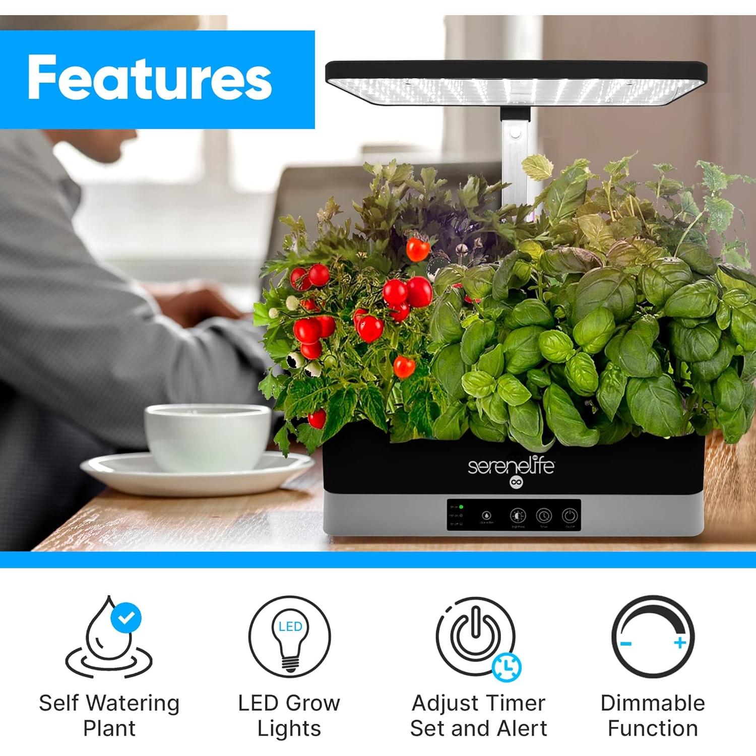 Jardín Hidropónico SereneLife - Crece 6 Plantas LED 24W