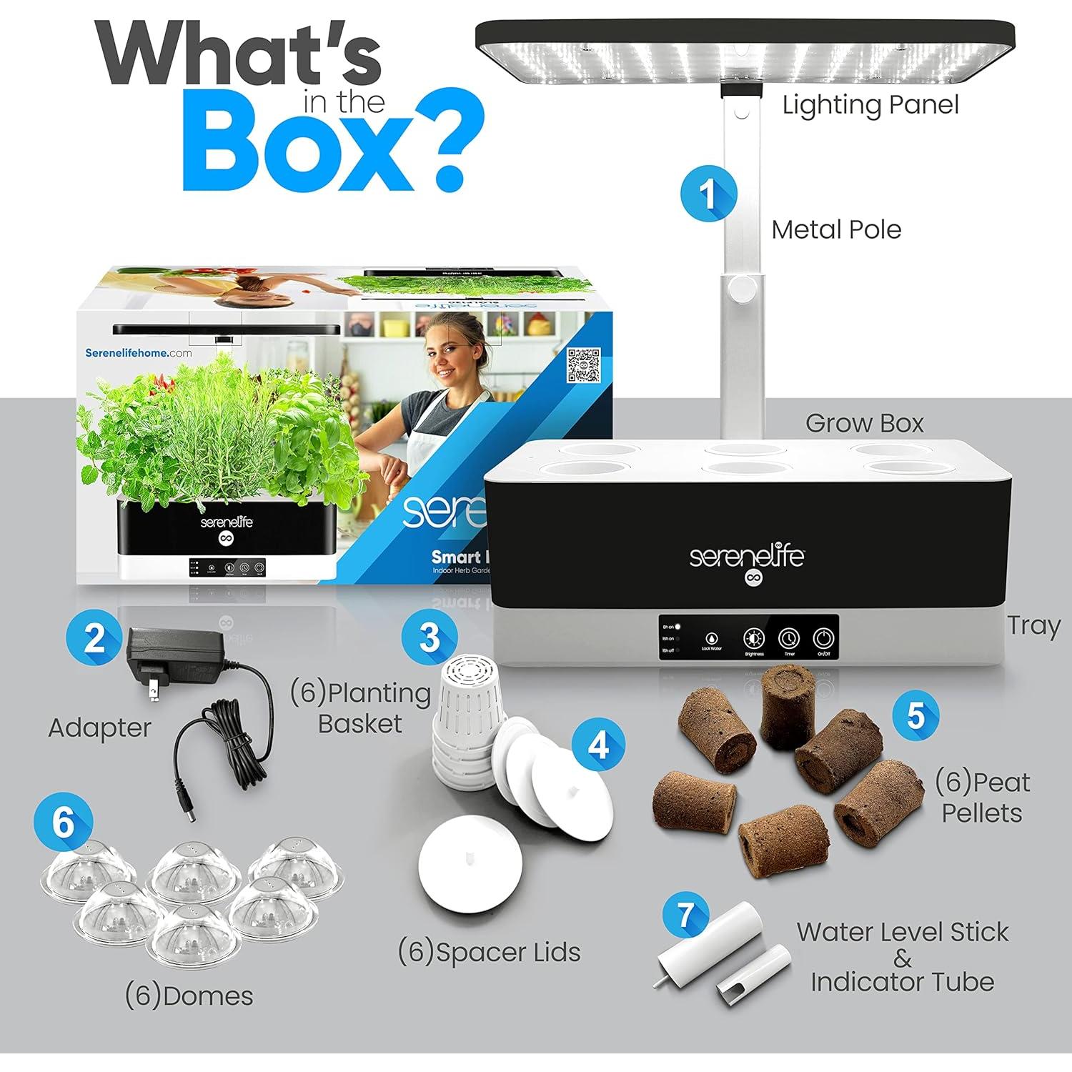 Jardín Hidropónico SereneLife - Crece 6 Plantas LED 24W