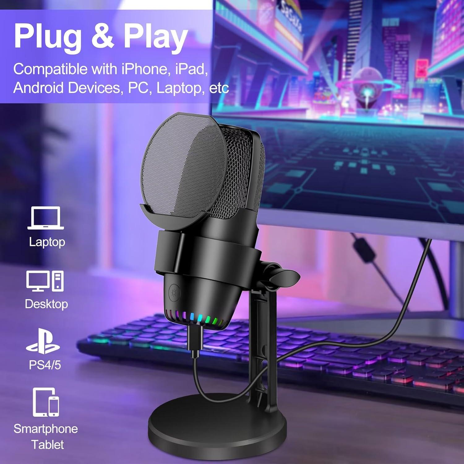 Micrófono Gaming USB Chsuiwe Mic-1 con Cancelación de Ruido