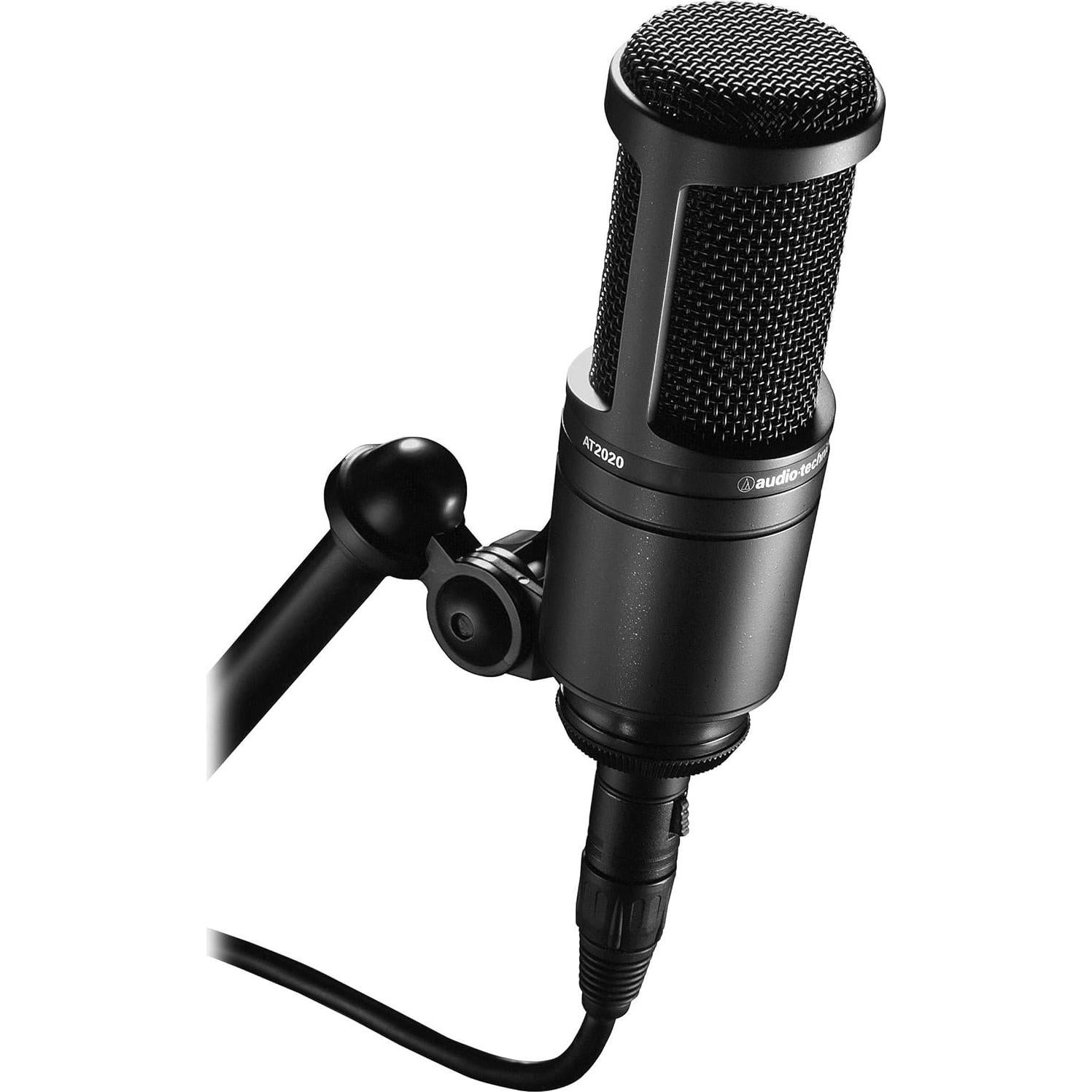 AT2020 Condenser Studio Microphone with Studio Headphones, Knox Gear Pop Filter, Boom Arm, Shock Mount and XLR Cable