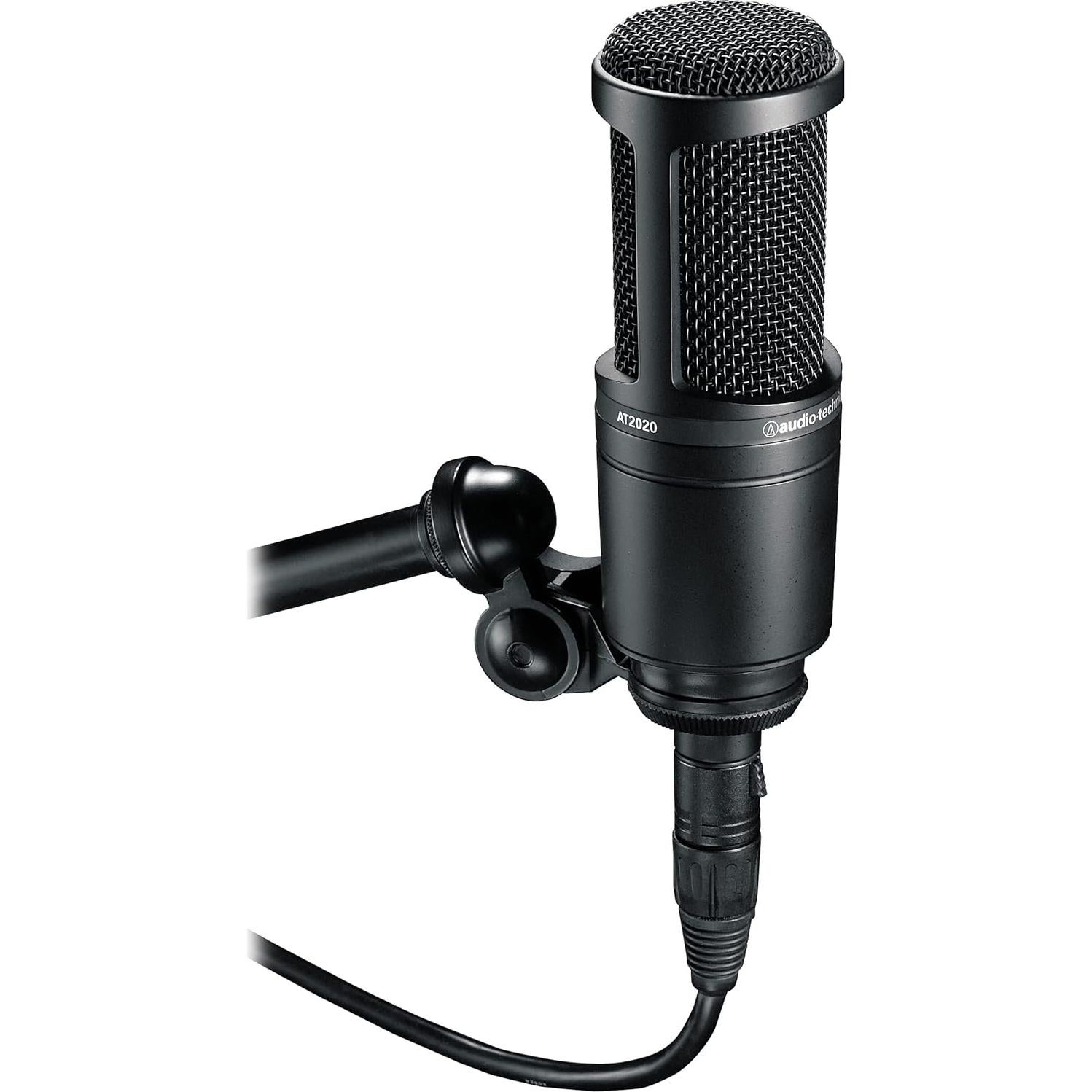 AT2020 Condenser Studio Microphone with Studio Headphones, Knox Gear Pop Filter, Boom Arm, Shock Mount and XLR Cable
