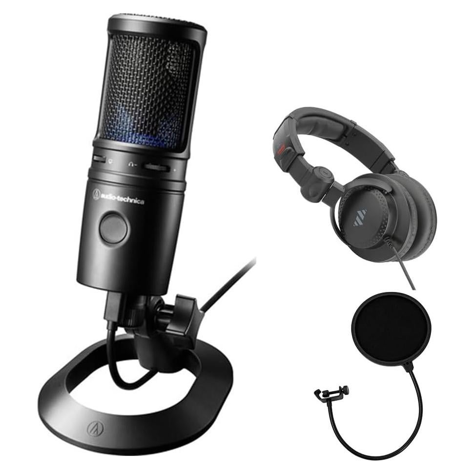 Micrófono USB Audio-Technica AT2020USB-X con Auriculares Polsen HPC-A30-MK2