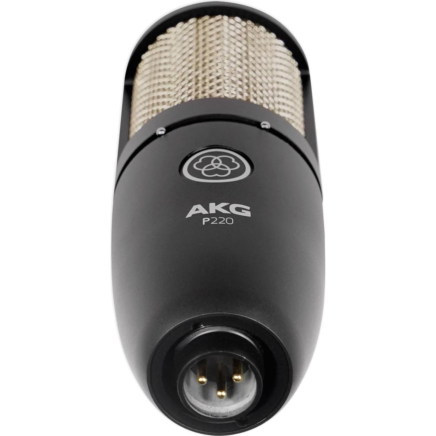 Audiosavings Bundle: (1) AKG P220 Studio Condenser Microphone Recording Mic+Shockmount+Carry Case Bundle with (1) Audio Technica Boom Arm for USB Microphone Recording/Streaming Computer Mics (2 Items)