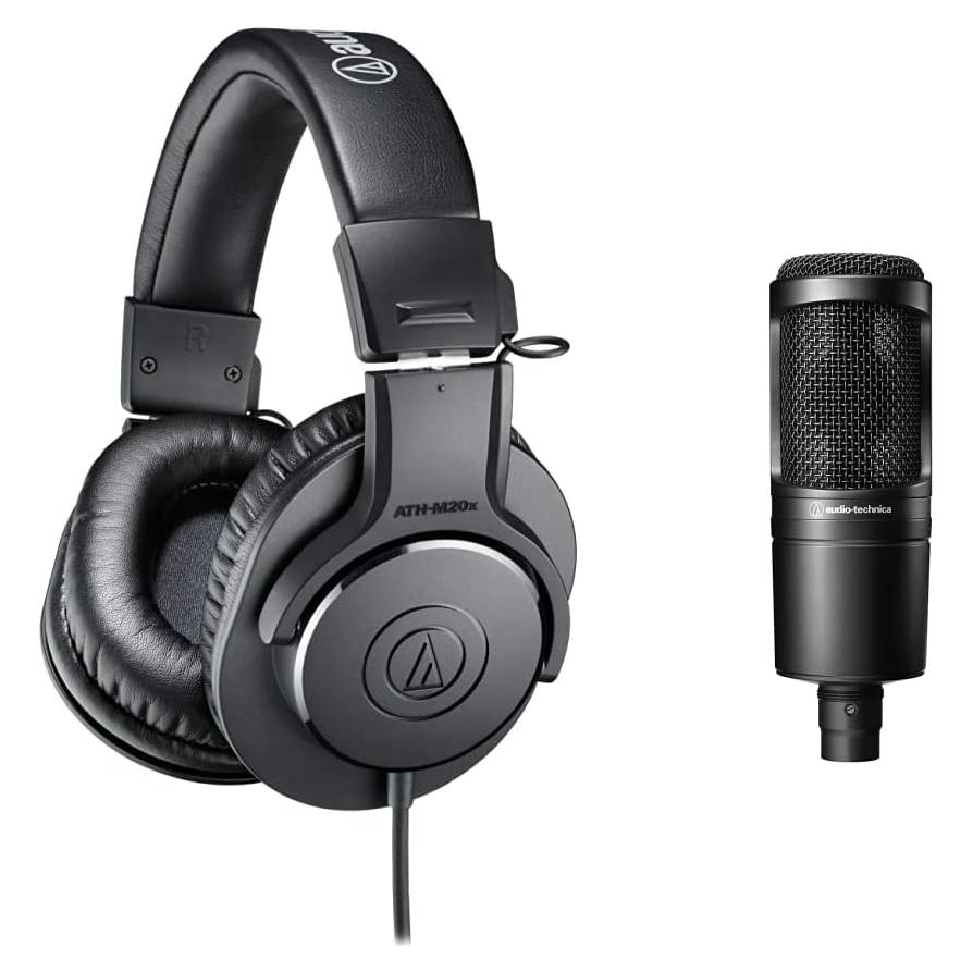 Micrófono de condensador Audio-Technica AT2020 + Auriculares ATH-M20X