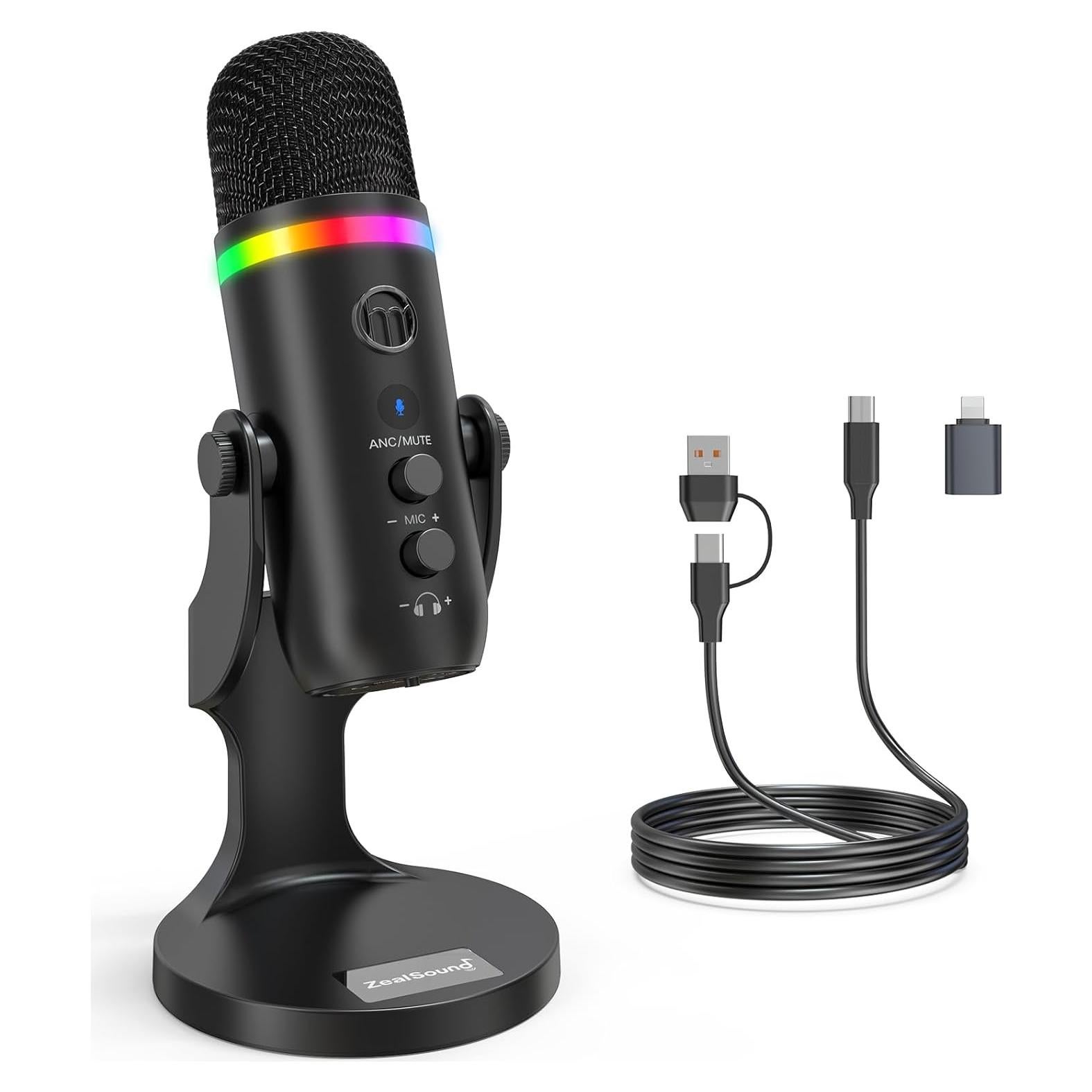 Micrófono USB ZealSound K66 Pro con RGB y Cancelación de Ruido