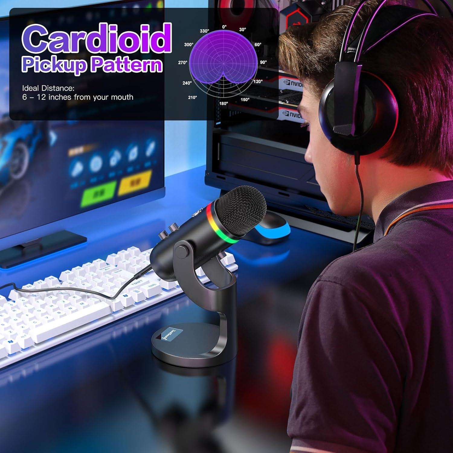 Micrófono USB ZealSound K66 Pro con RGB y Cancelación de Ruido