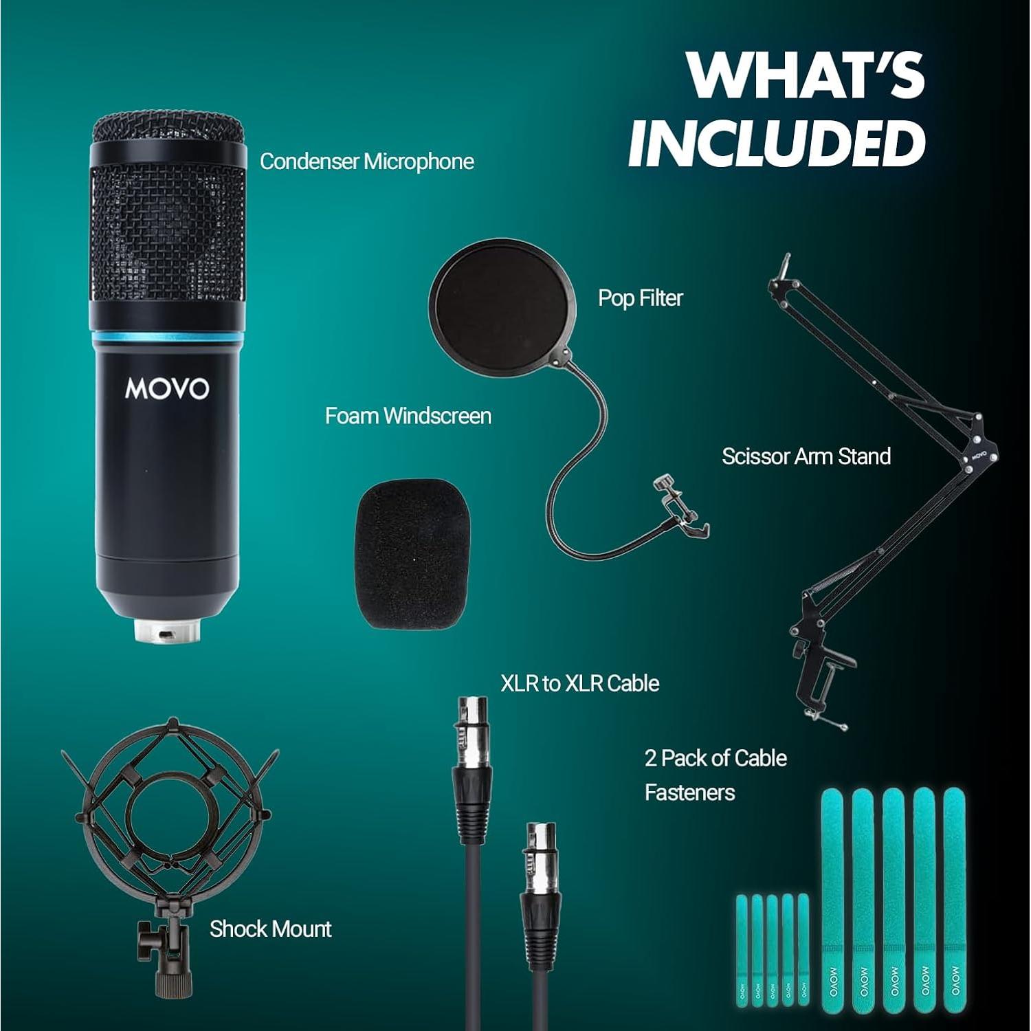 Kit de Podcasting Movo PodPak con Micrófono XLR y Brazo
