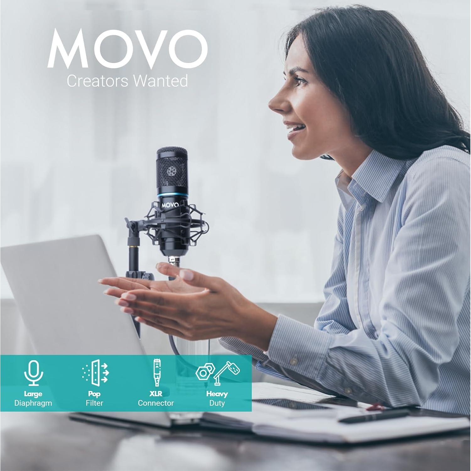 Kit de Podcasting Movo PodPak con Micrófono XLR y Brazo