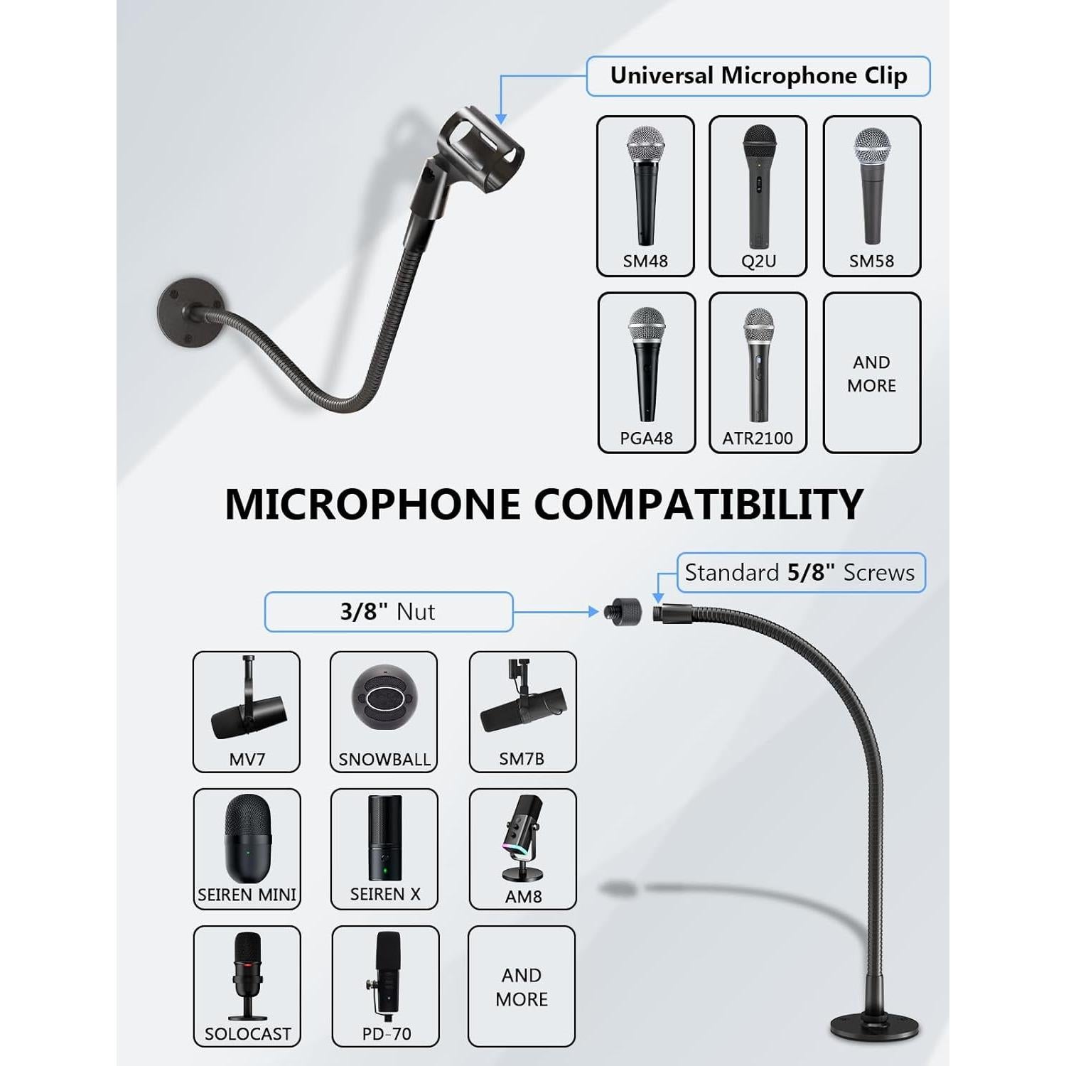 Soporte de Micrófono Flexible MSH-001 - Acero 48.3 cm