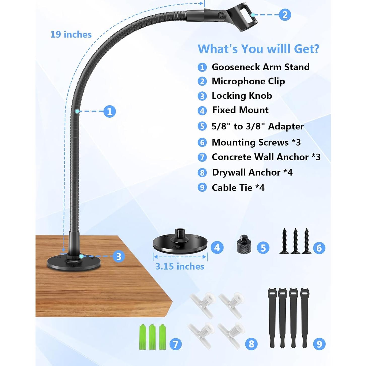 Soporte de Micrófono Flexible MSH-001 - Acero 48.3 cm