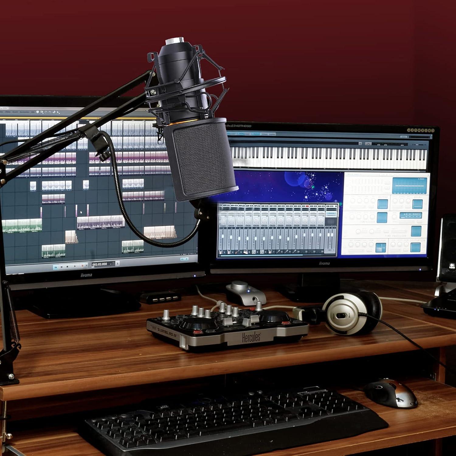 Soporte de choque y filtro anti-pop para micrófono 46-51mm