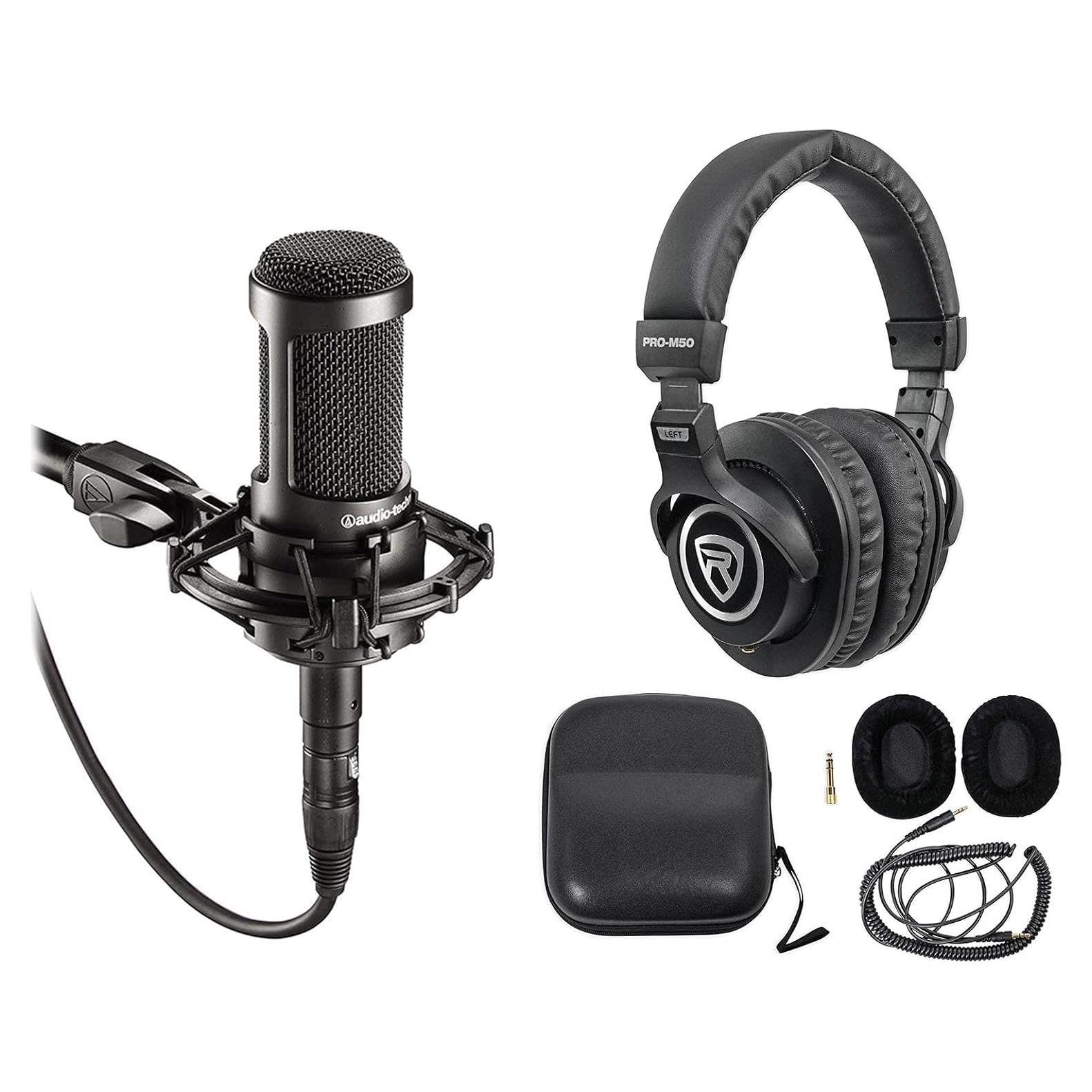 Micrófono de Condensador Cardioide Audio-Technica AT2035 + Auriculares Rockville PRO-M50