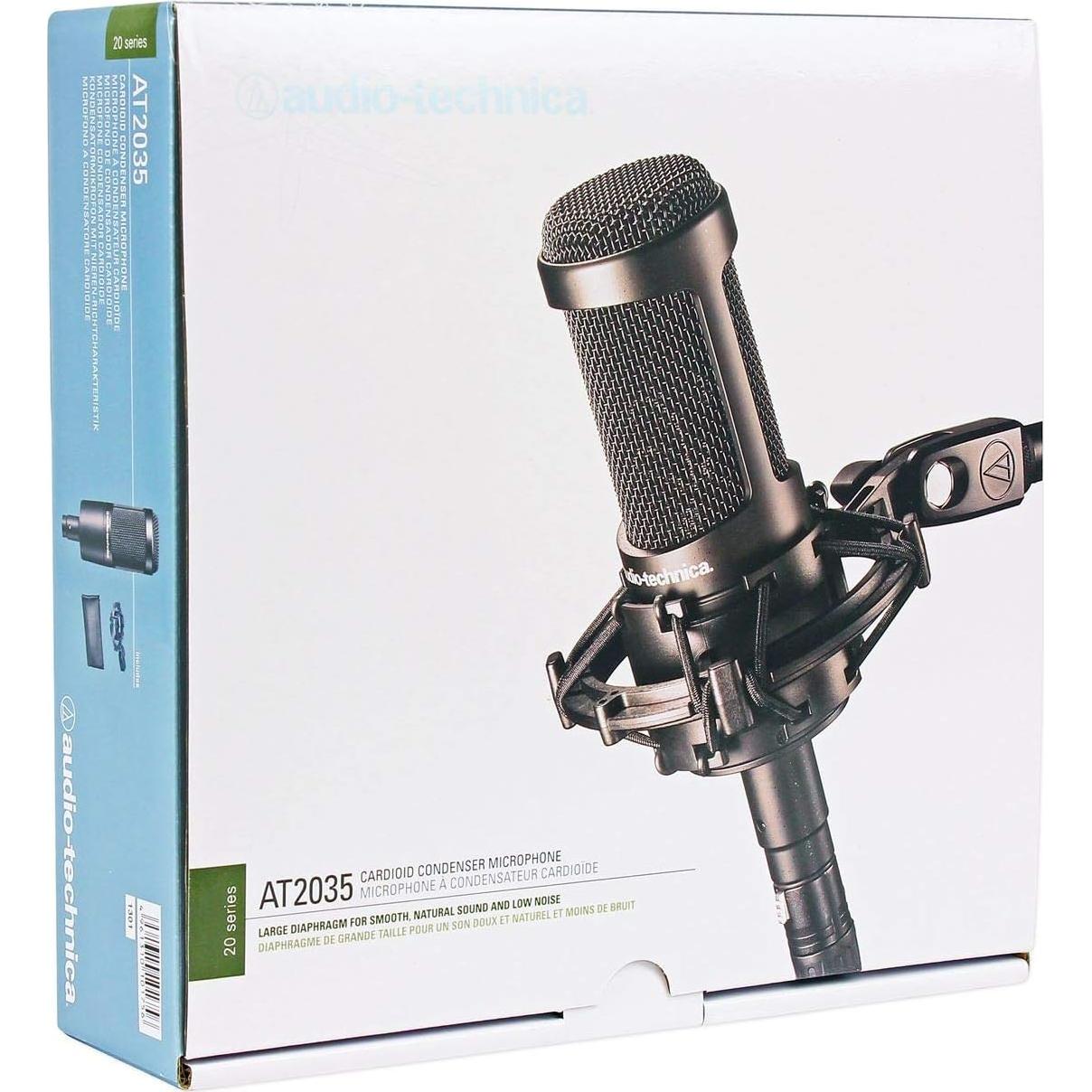 Micrófono de Condensador Cardioide Audio-Technica AT2035 + Auriculares Rockville PRO-M50