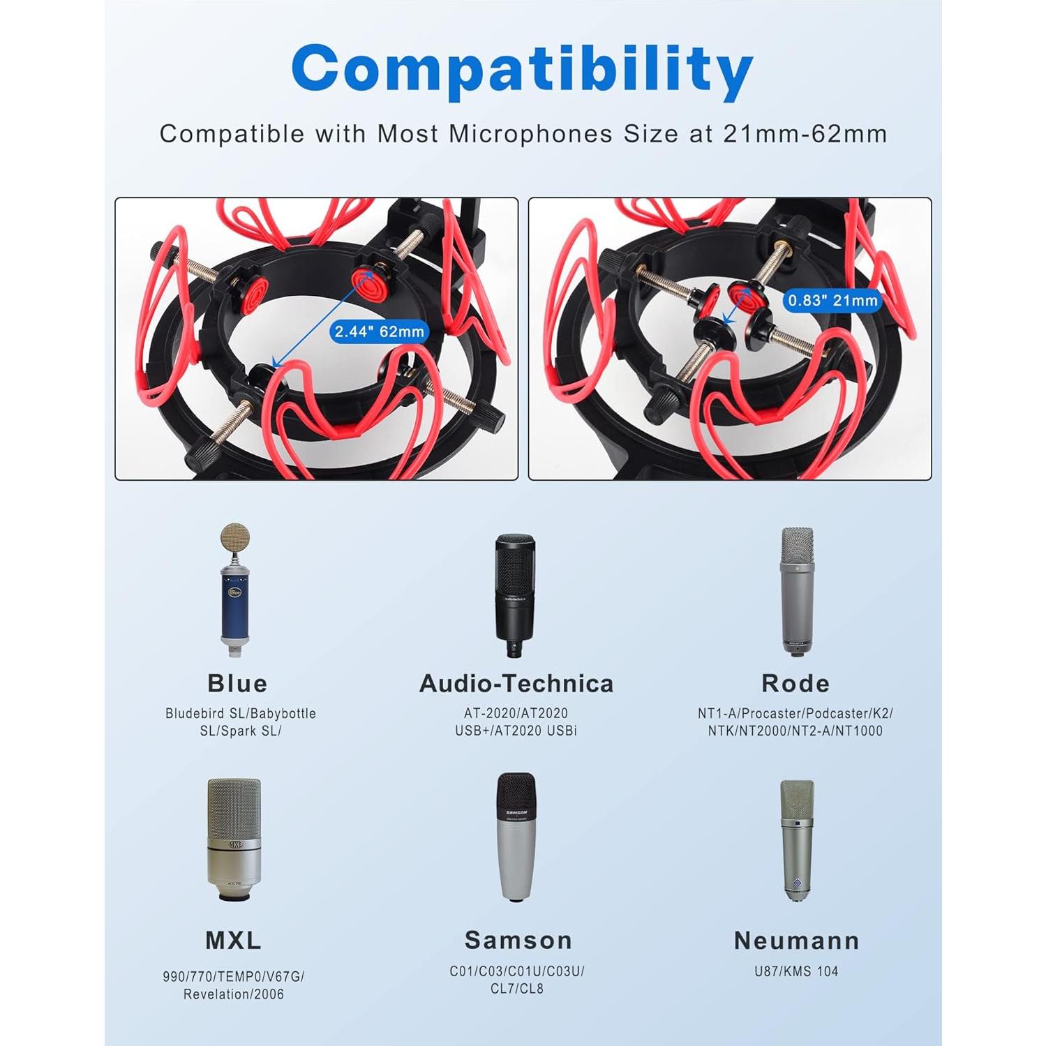 Soporte de micrófono antivibración SUNNTOK con filtro anti-pop