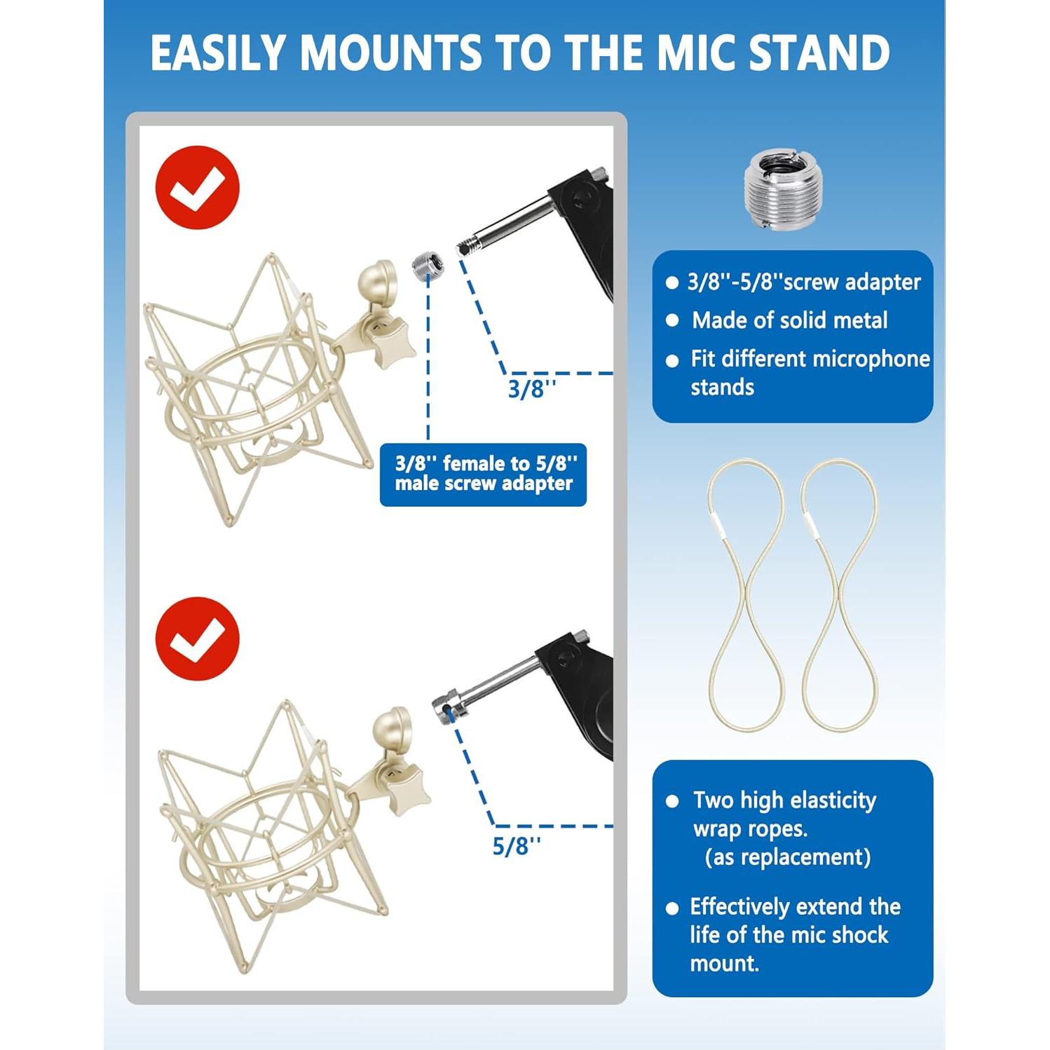 Soporte de micrófono universal AT2020 con montura de choque - Champán
