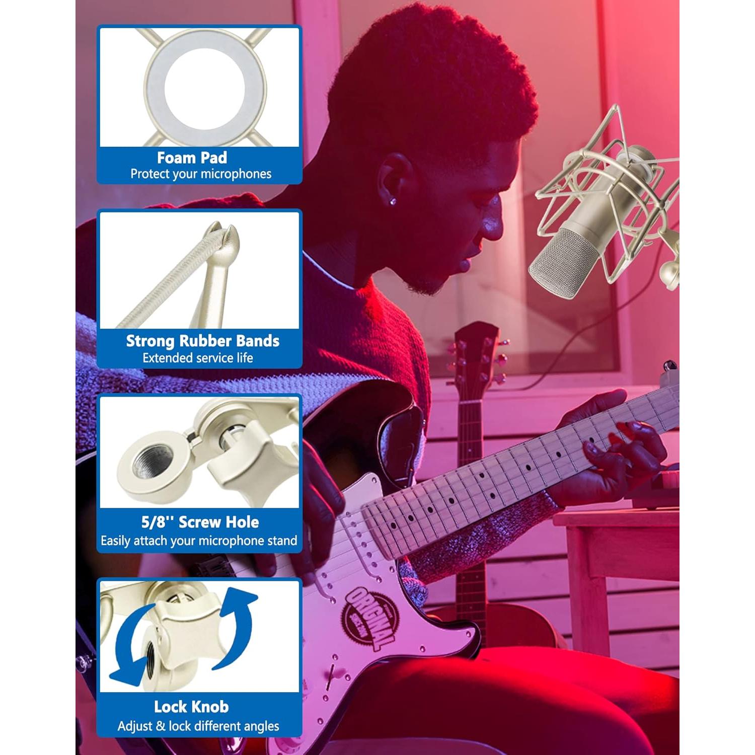 Soporte de micrófono universal AT2020 con montura de choque - Champán