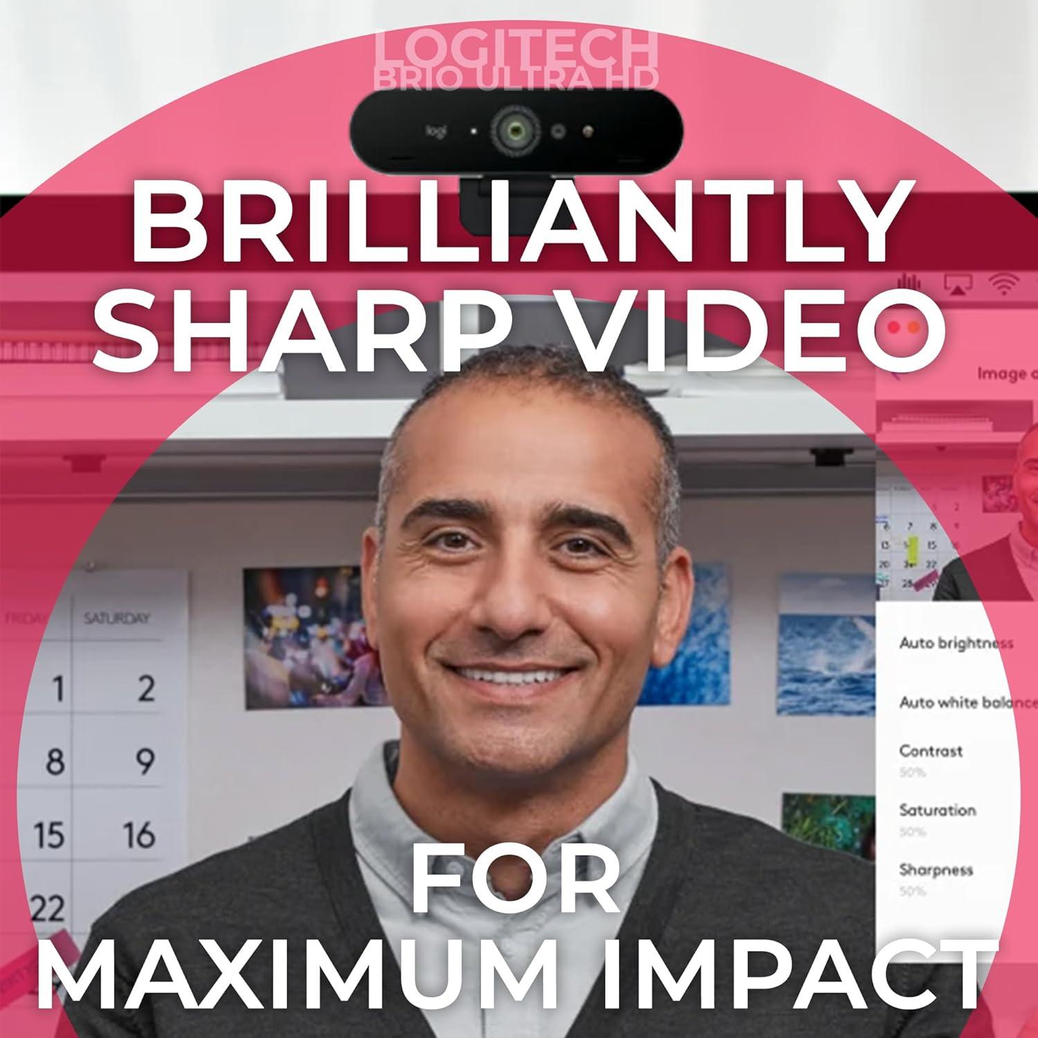 Cámara Web Logitech BRIO 4K Pro - HDR, Micrófono, Obturador